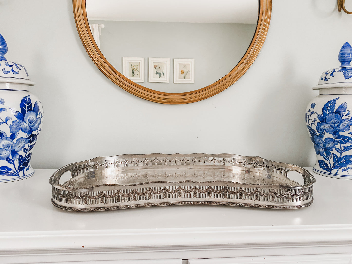 Hand-Chased Kidney Shaped Gallery Tray