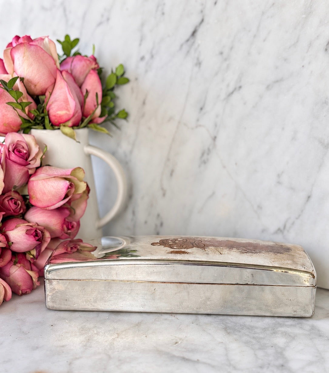 Mid-Century Silver-on-Copper Jewelry Box