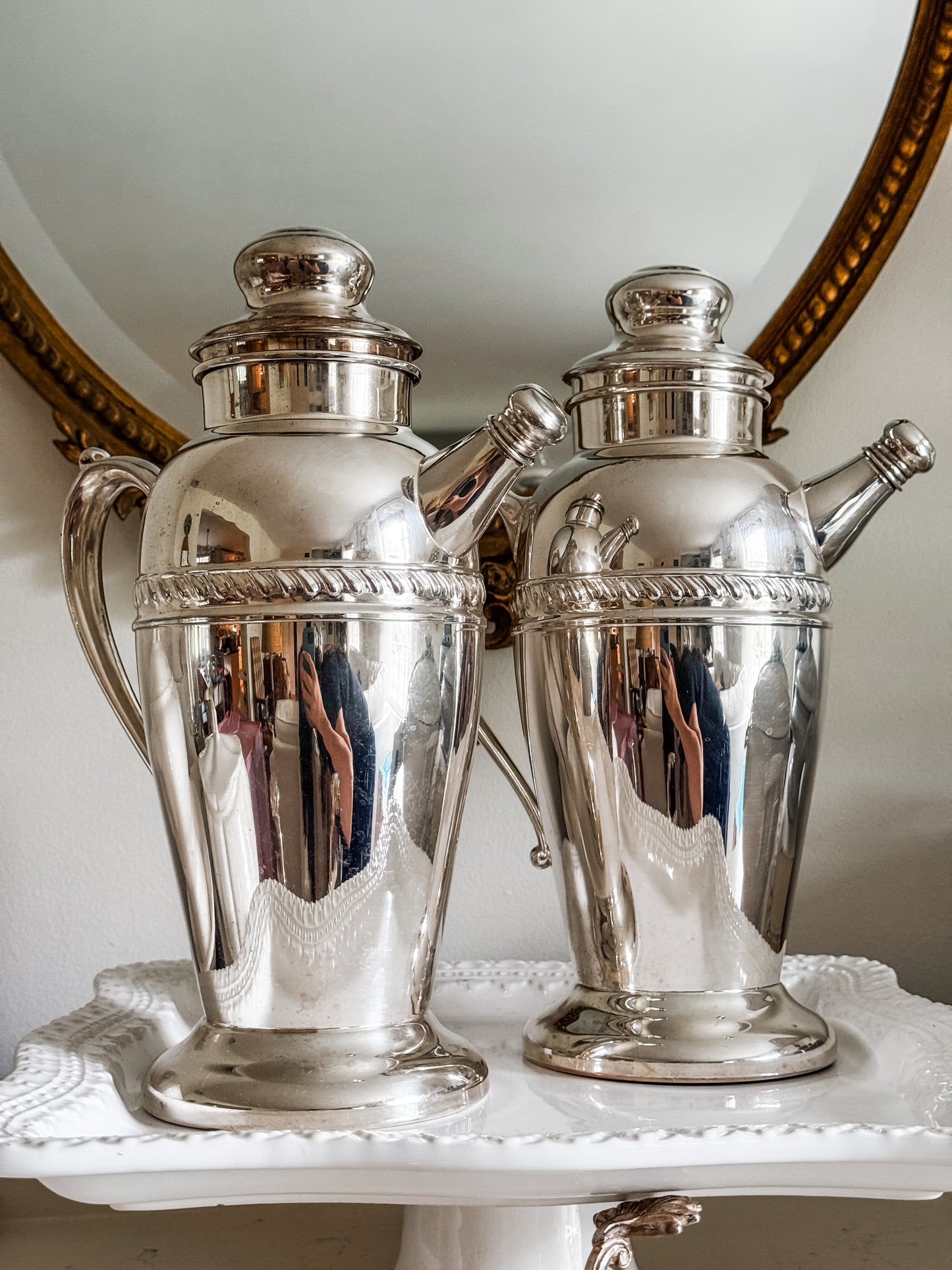 Pair of Large Mid-Century Cocktail Shakers