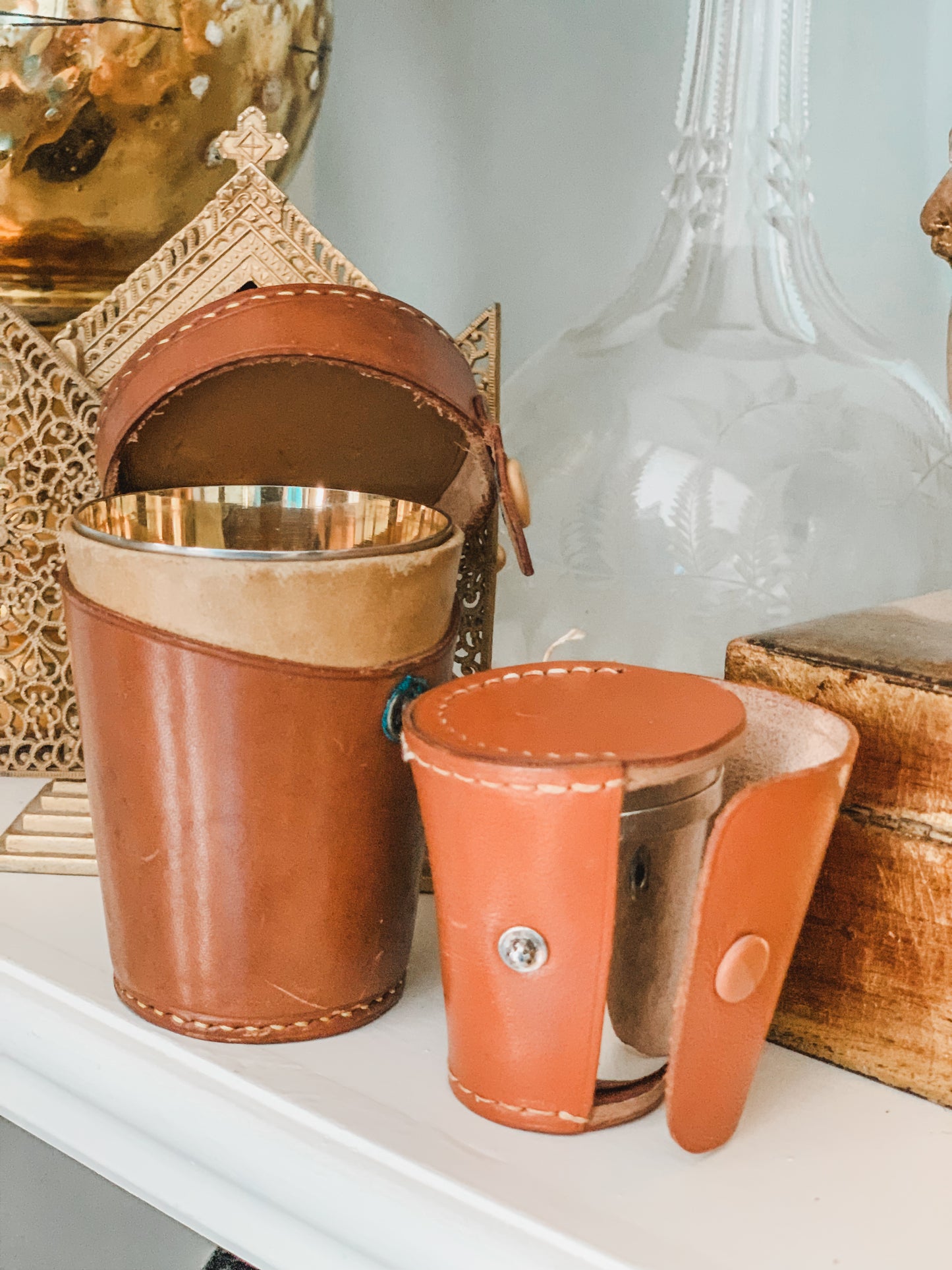 Travel Cup & Shot Glass Set in Leather Cases