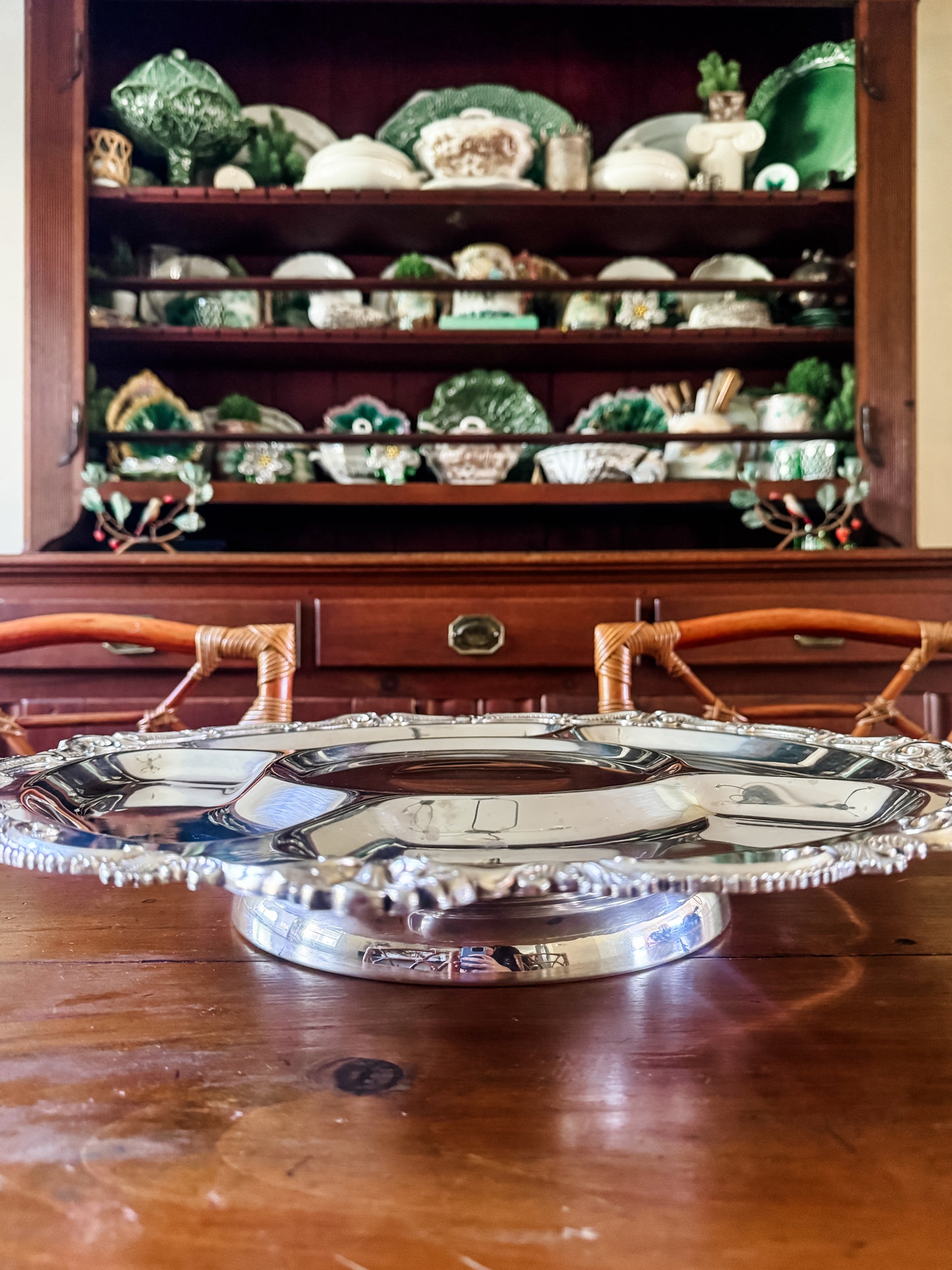 Massive Silver on Copper Lazy Susan