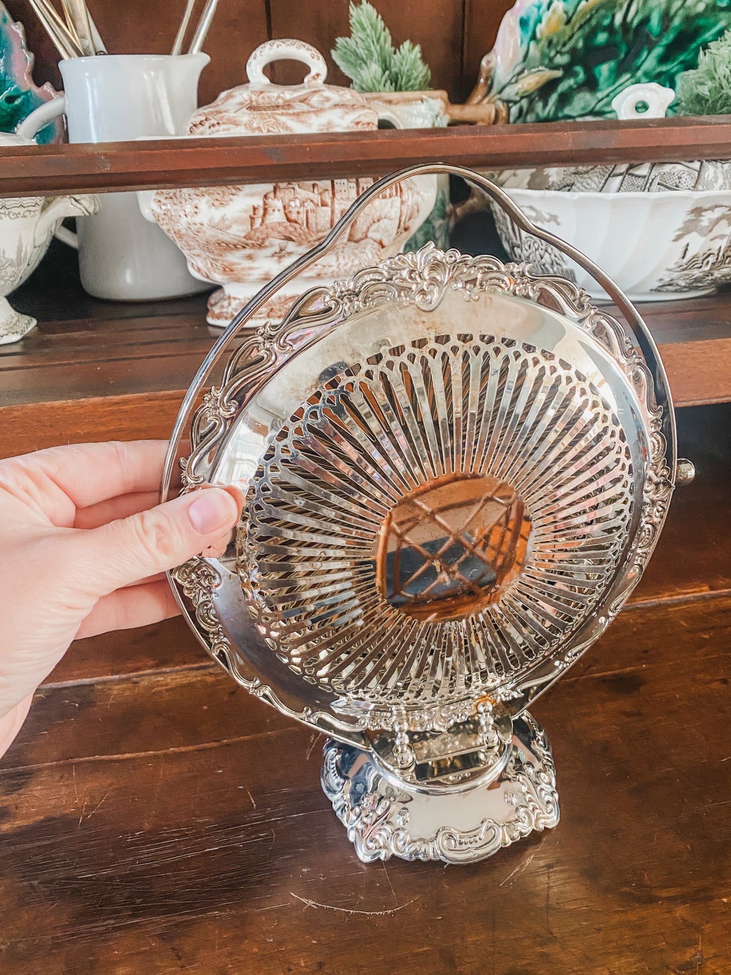 Vintage 3-Tier Folding Biscuit Tray