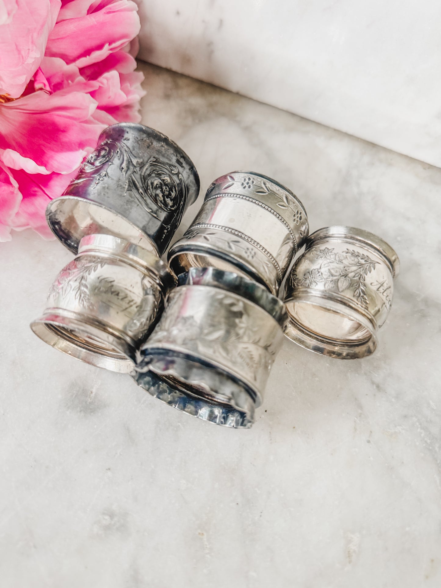 Collection of 5 Antique Napkin Rings