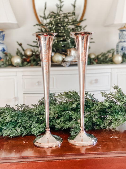 Pair of Antique 1800's Trumpet Vases