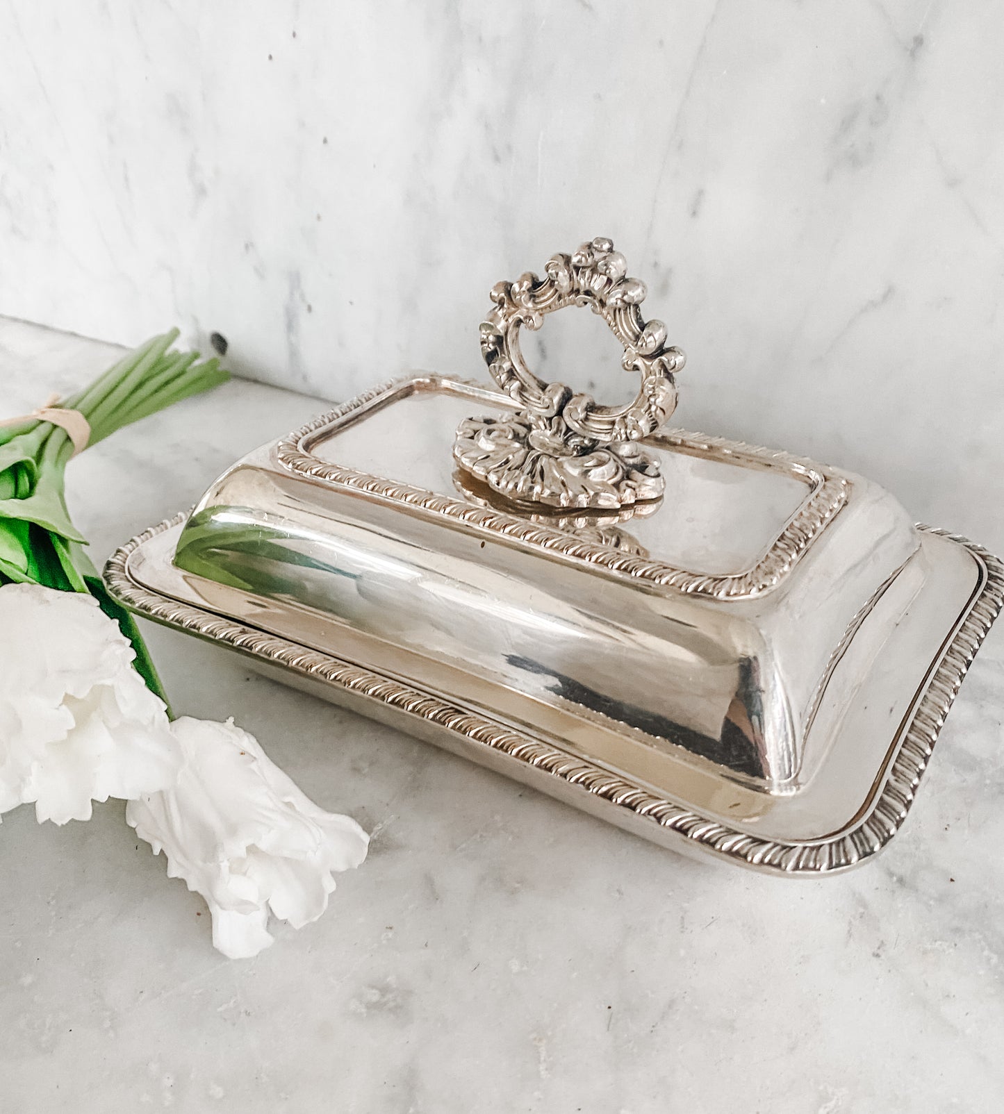 Miniature Covered Sheffield Dish with Rope Edge