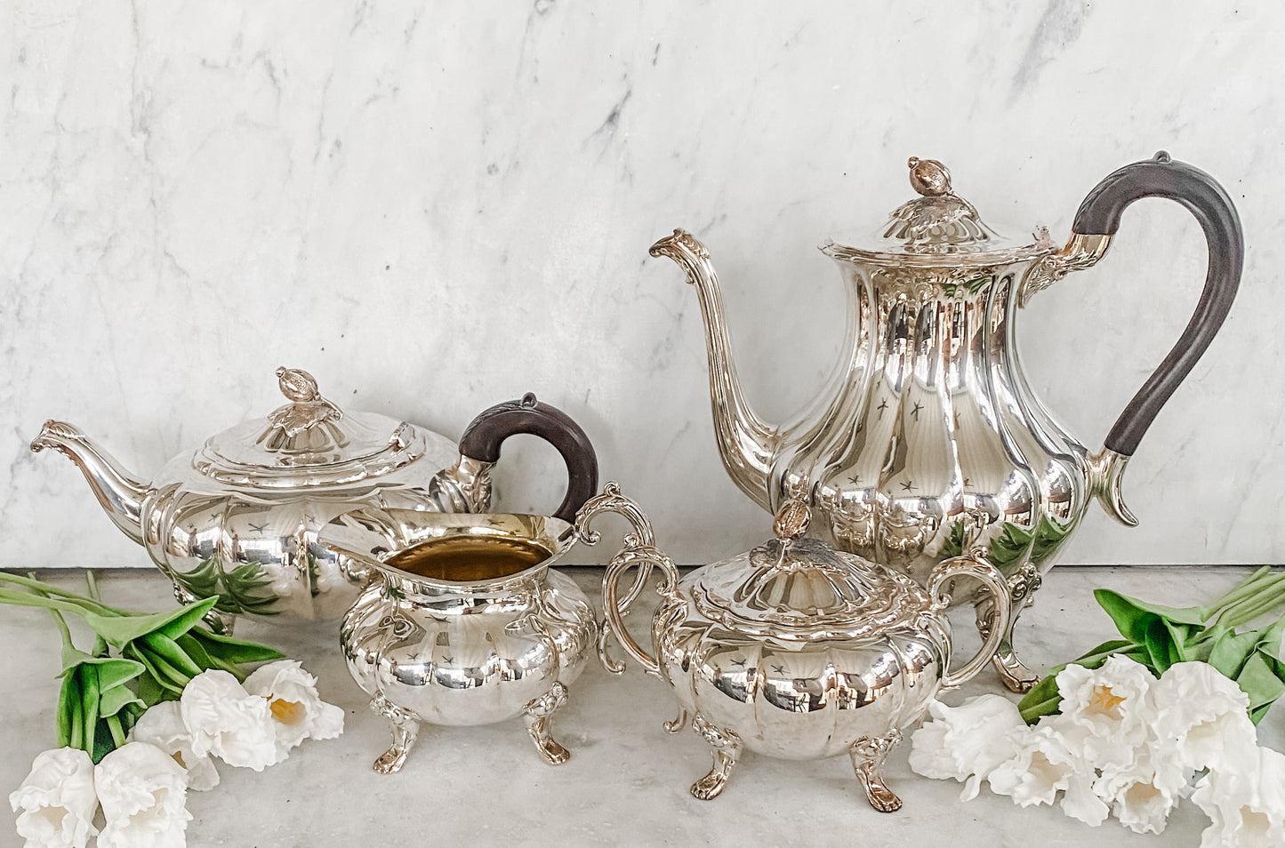 Complete 5-Piece Heirloom Melon Tea Set