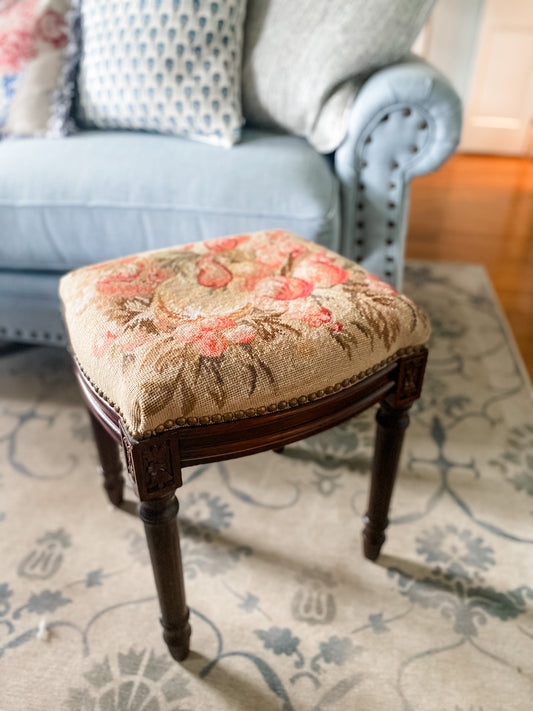 Delightful Needlepoint Louis XVI Stool