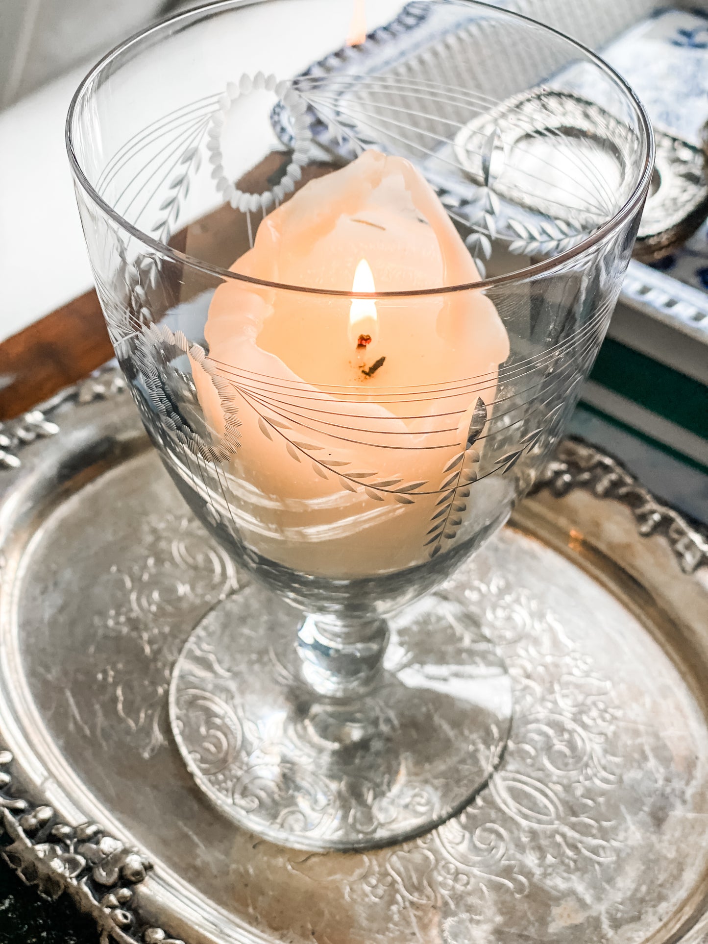 Etched Candle Holder or Vase