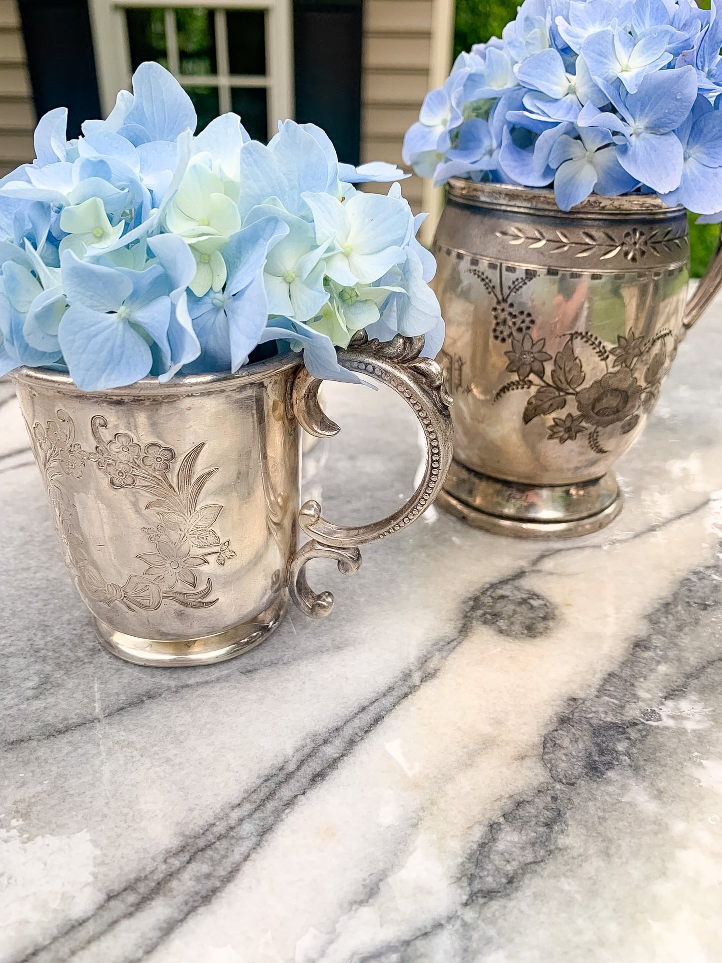 5 Antique Victorian Quadruple Plated Cups