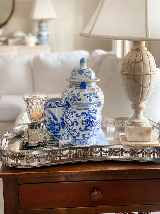 Carved Italian Marble Lamp (B.)