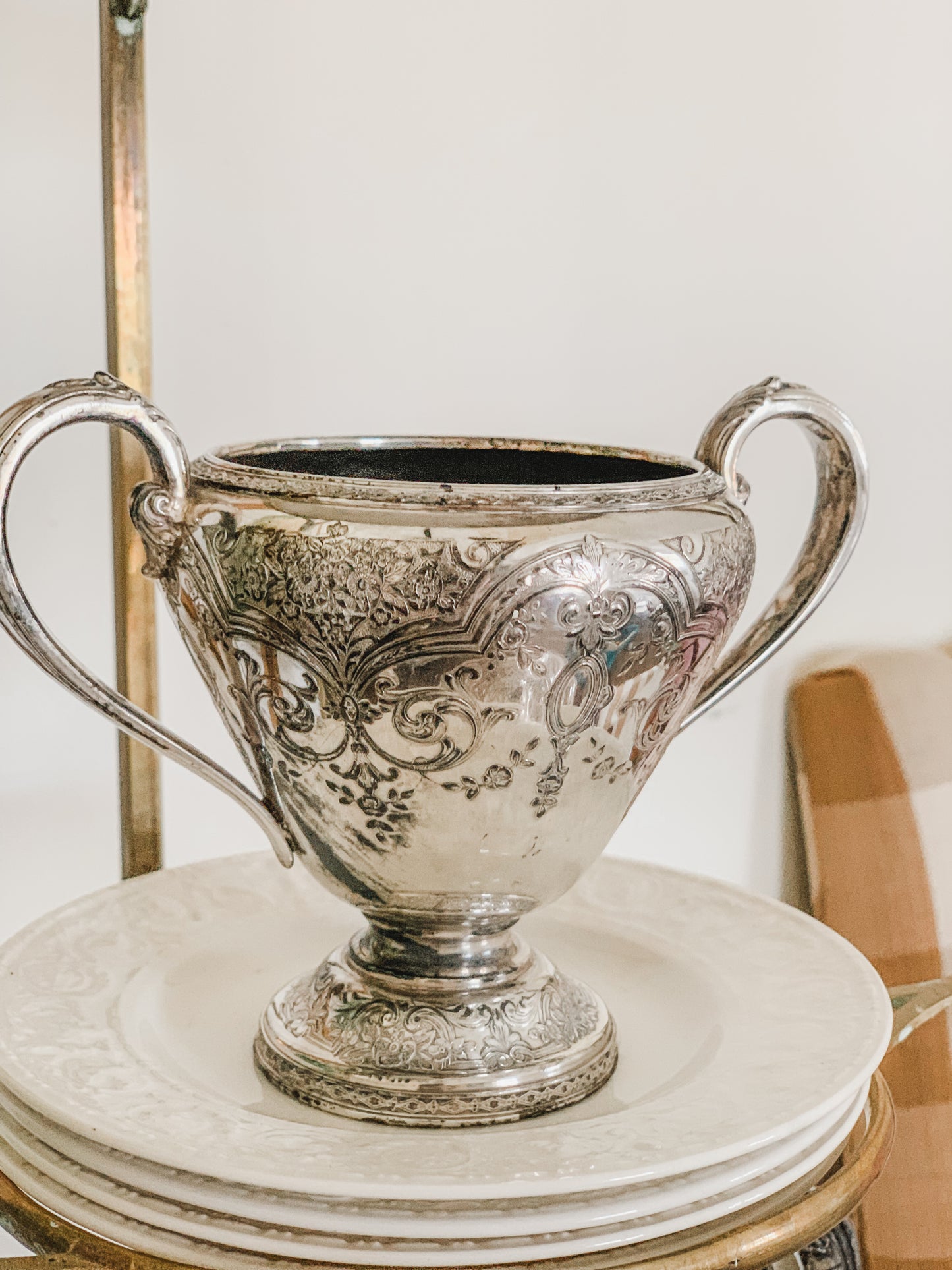 Antique Etched Sugar Bowl Vase