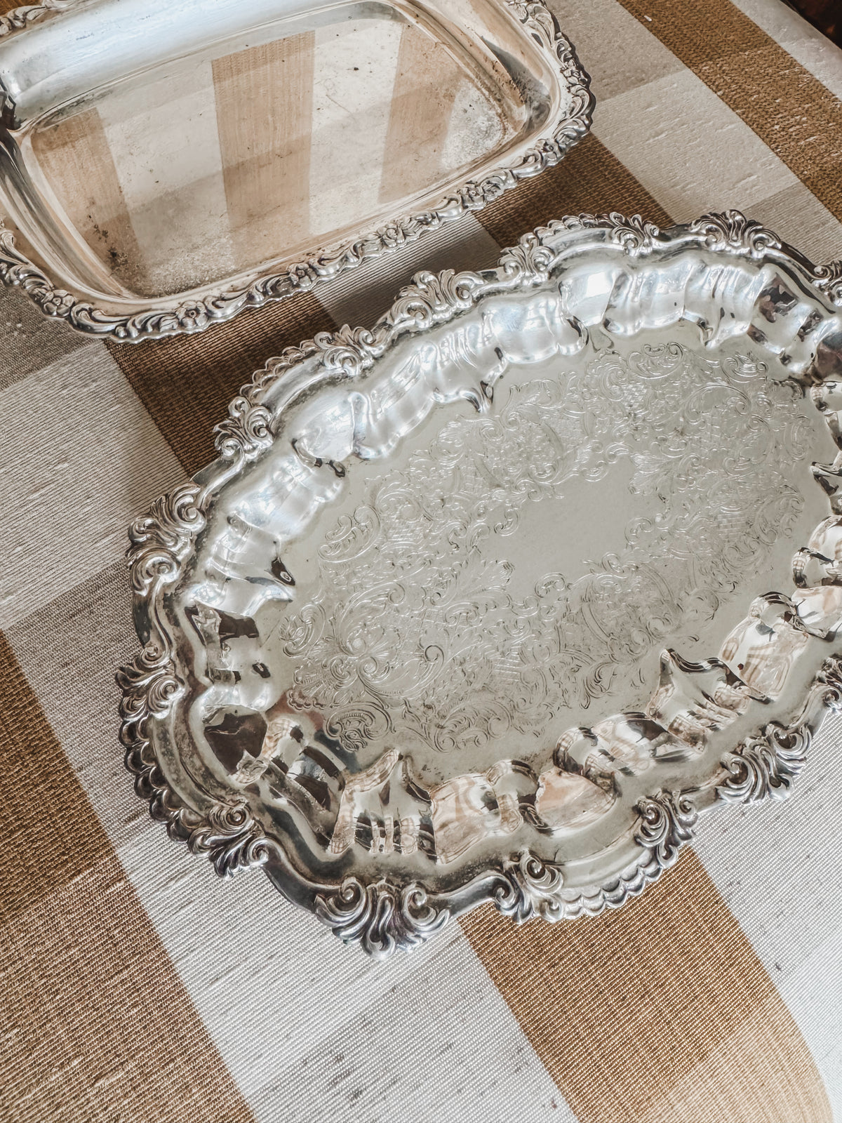 Pair of Ornate Petite Vintage Trays