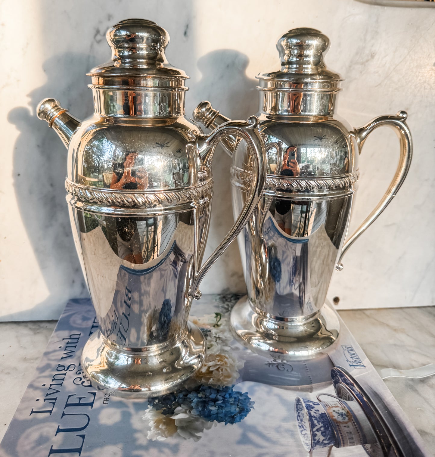 Pair of Large Mid-Century Cocktail Shakers
