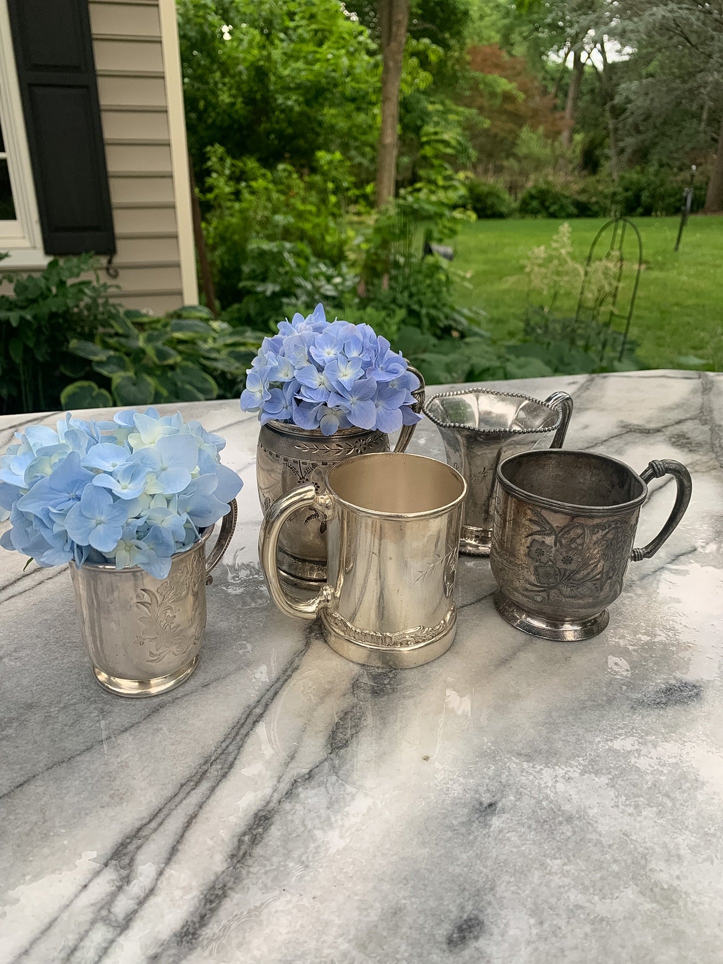 5 Antique Victorian Quadruple Plated Cups