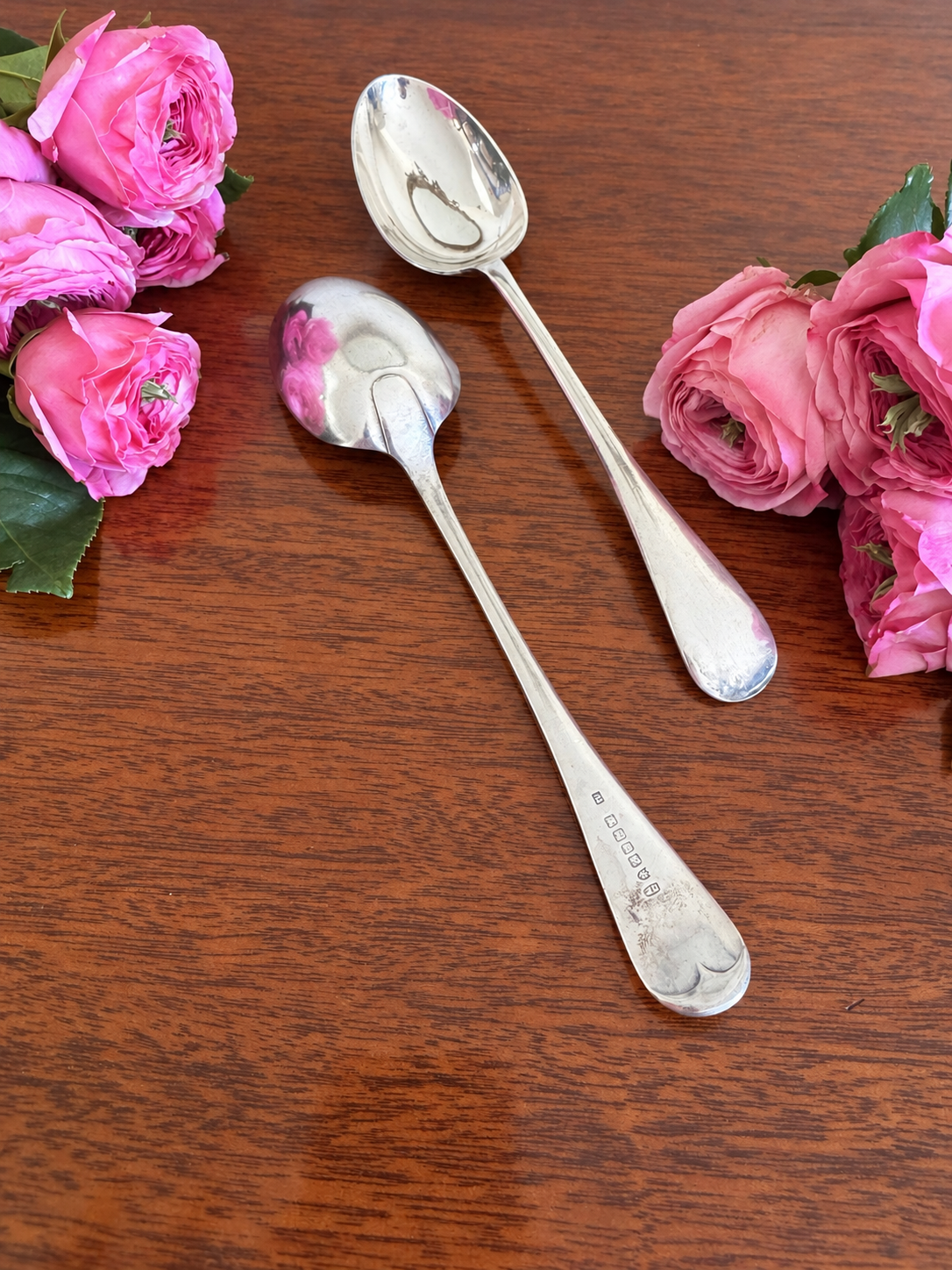 Pair of Antique English Serving Spoons — James Dixon & Sons