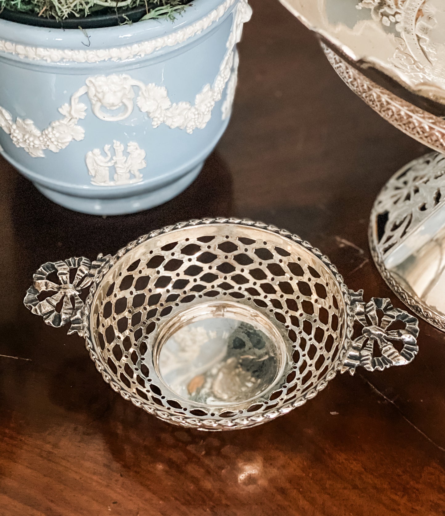 Sterling Silver Antique Nut Dish
