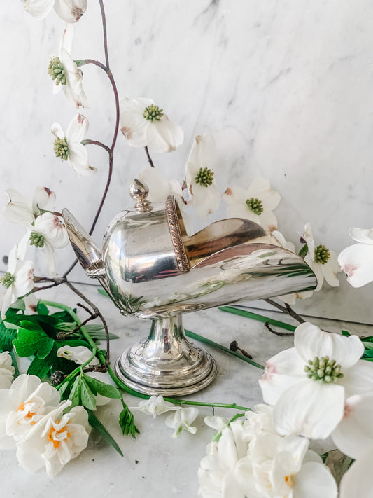 Antique Silver on Copper Sugar Scuttle with Scoop