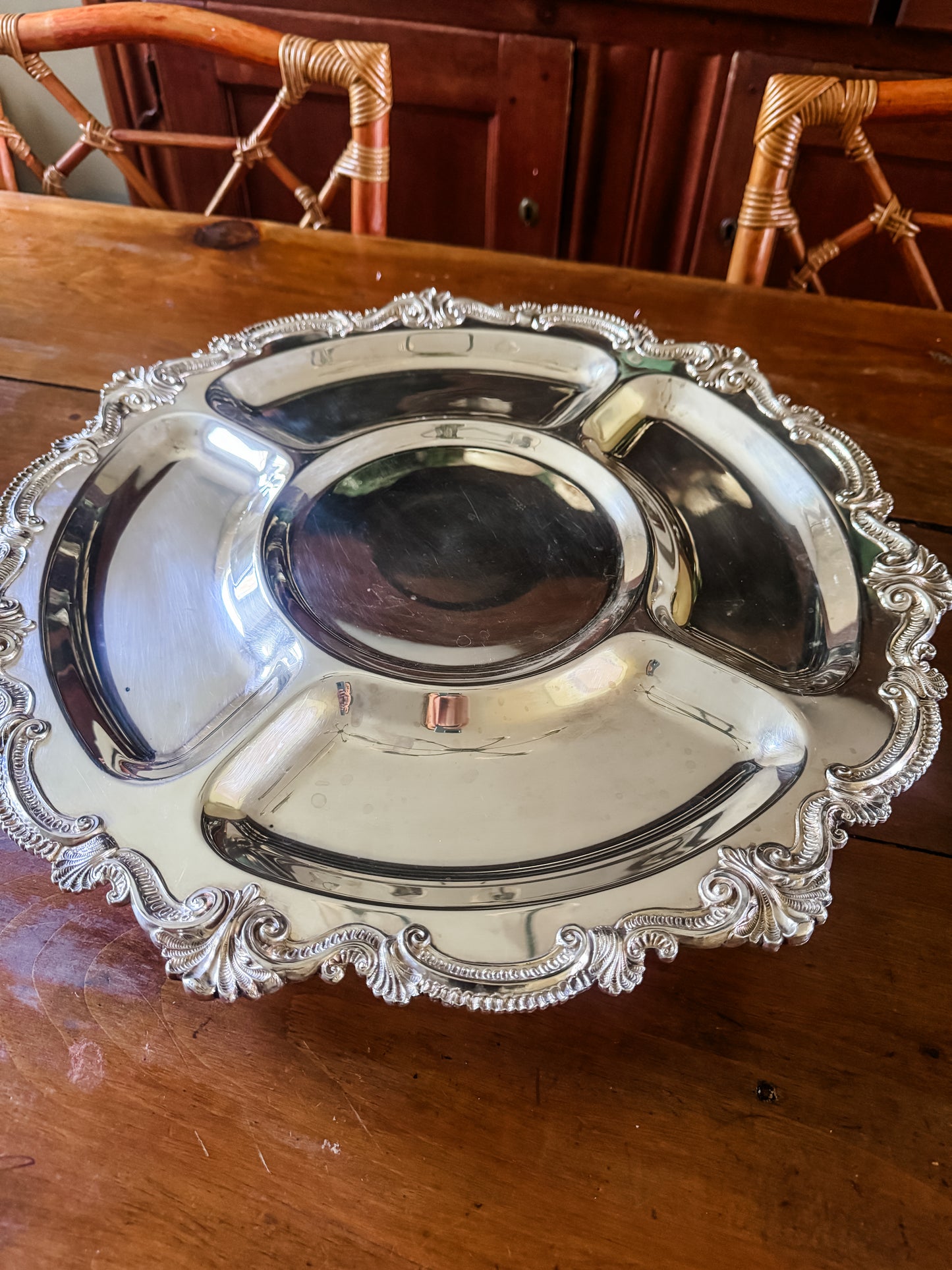 Massive Silver on Copper Lazy Susan