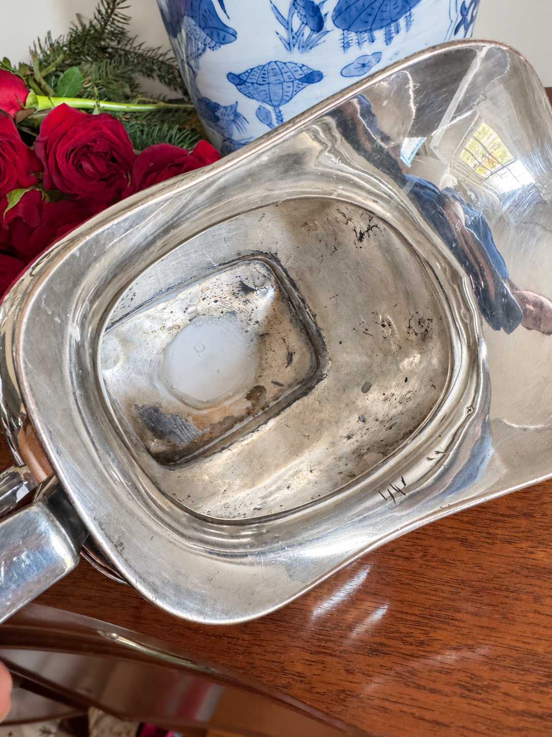 Antique Silver on Copper Footed Pitcher by Lawrence B. Smith Co.