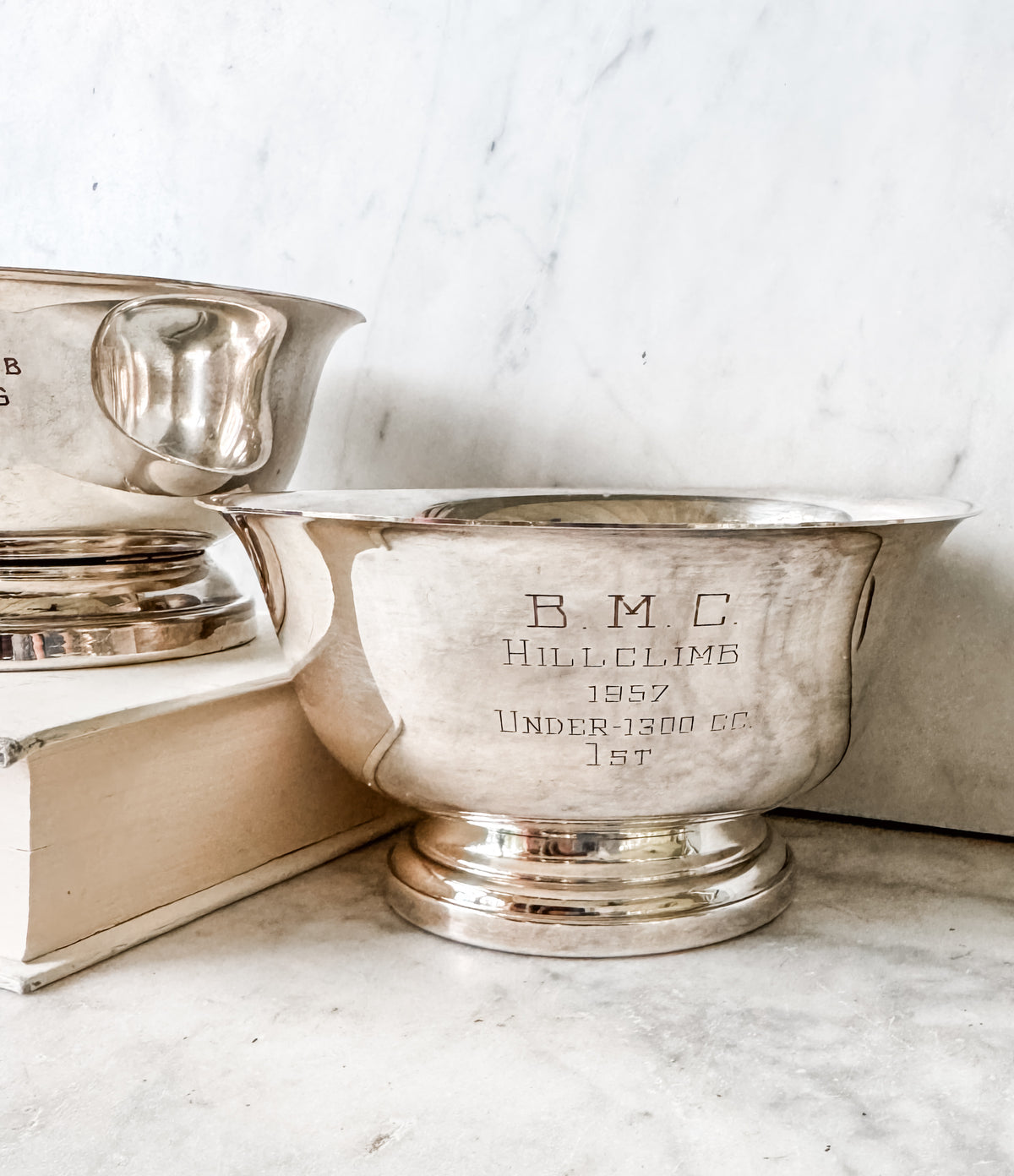 1950s Silverplate Motoring Trophy Bowls — A Pair