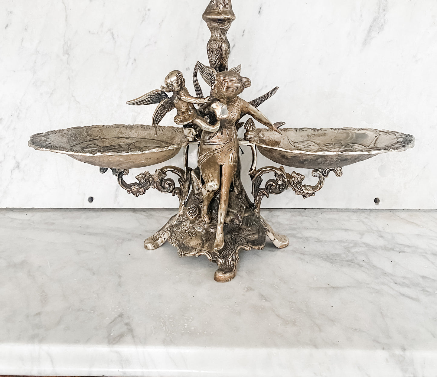 Exceptional Victorian Epergne With Fairy & Baby Figure