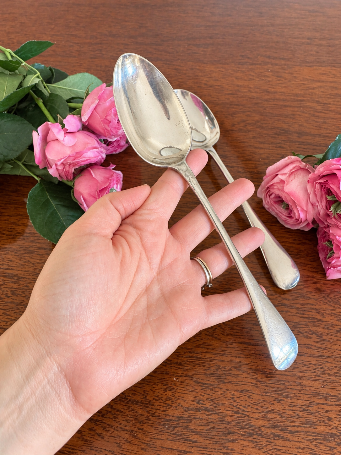 Pair of Antique English Serving Spoons — James Dixon & Sons
