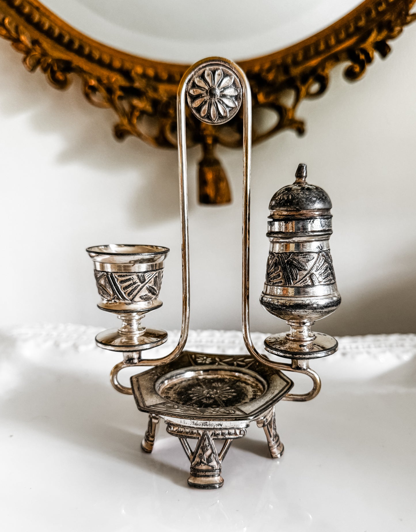 Antique Salt & Pepper Set with Cellar | c. 1885–1915