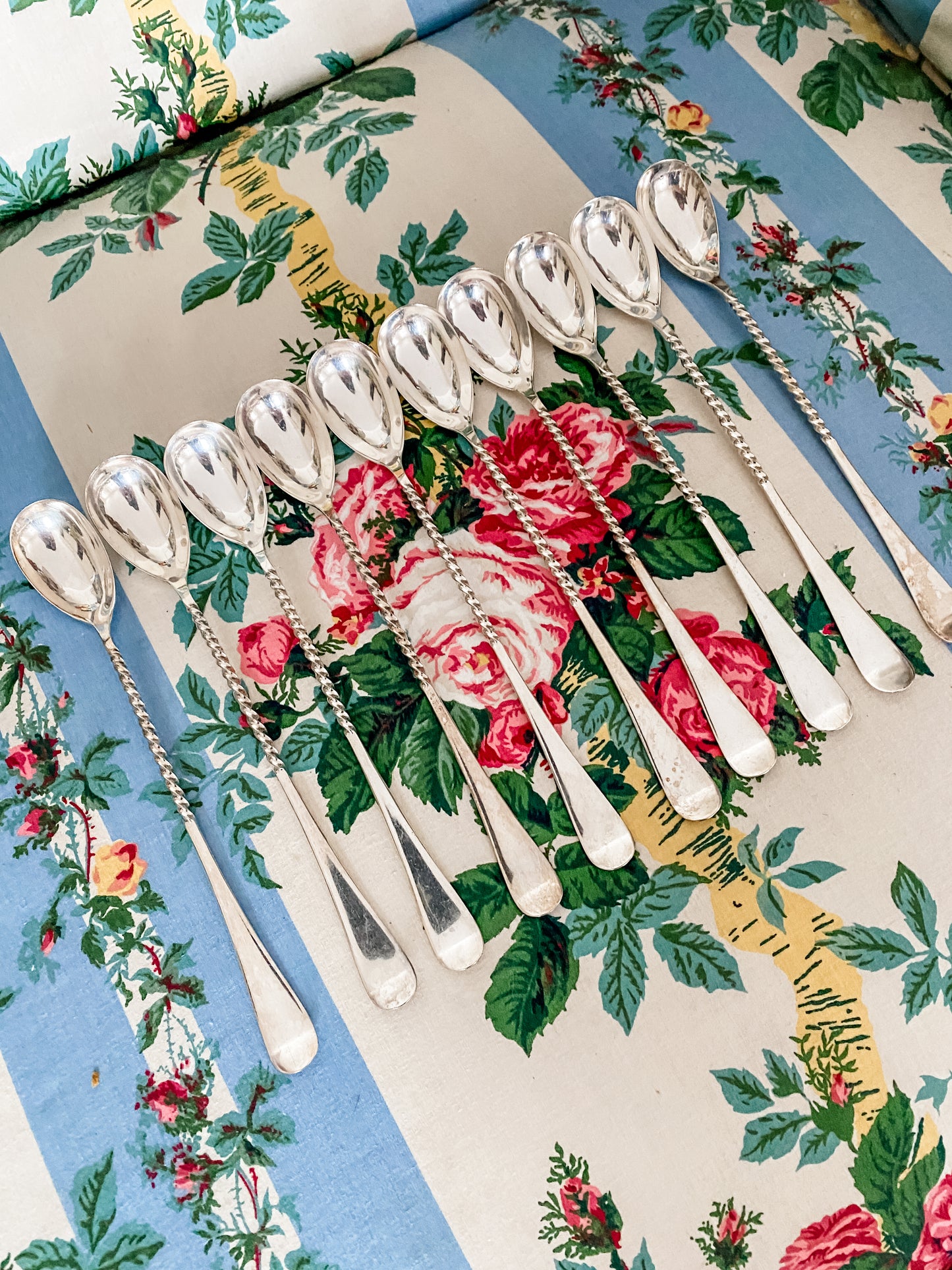 Set of 10 Antique Rogers & Milton Iced Tea Spoons