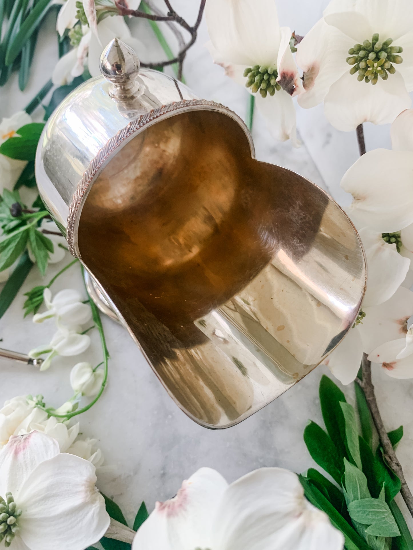 Antique Silver on Copper Sugar Scuttle with Scoop