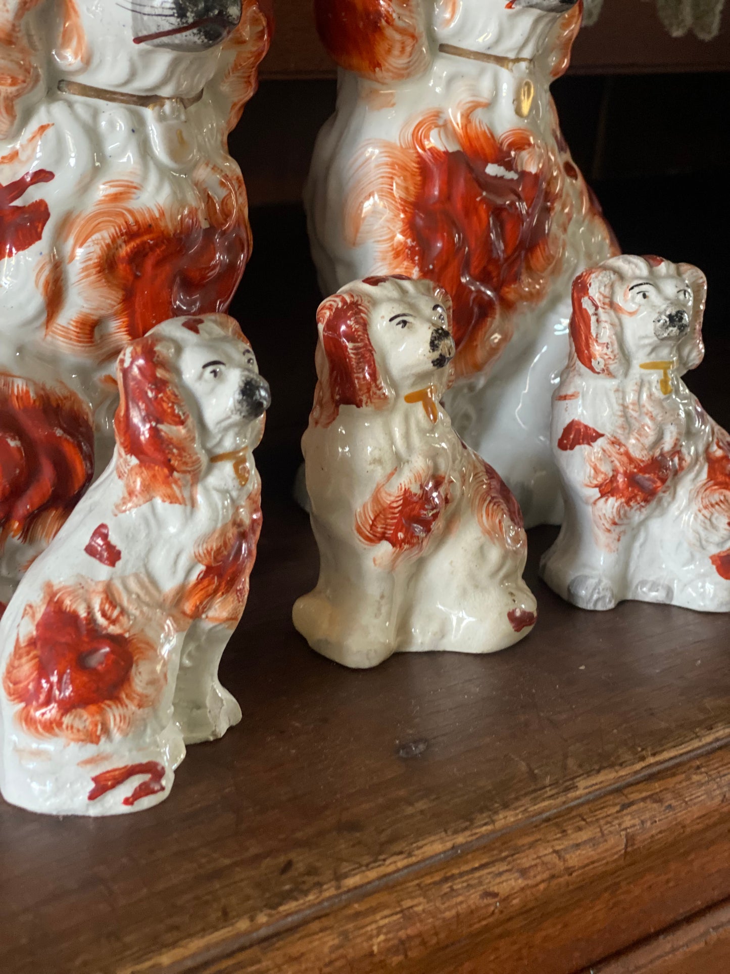 Antique Miniature Staffordshire Dogs – 3.75" Tall – Pair and Single Available