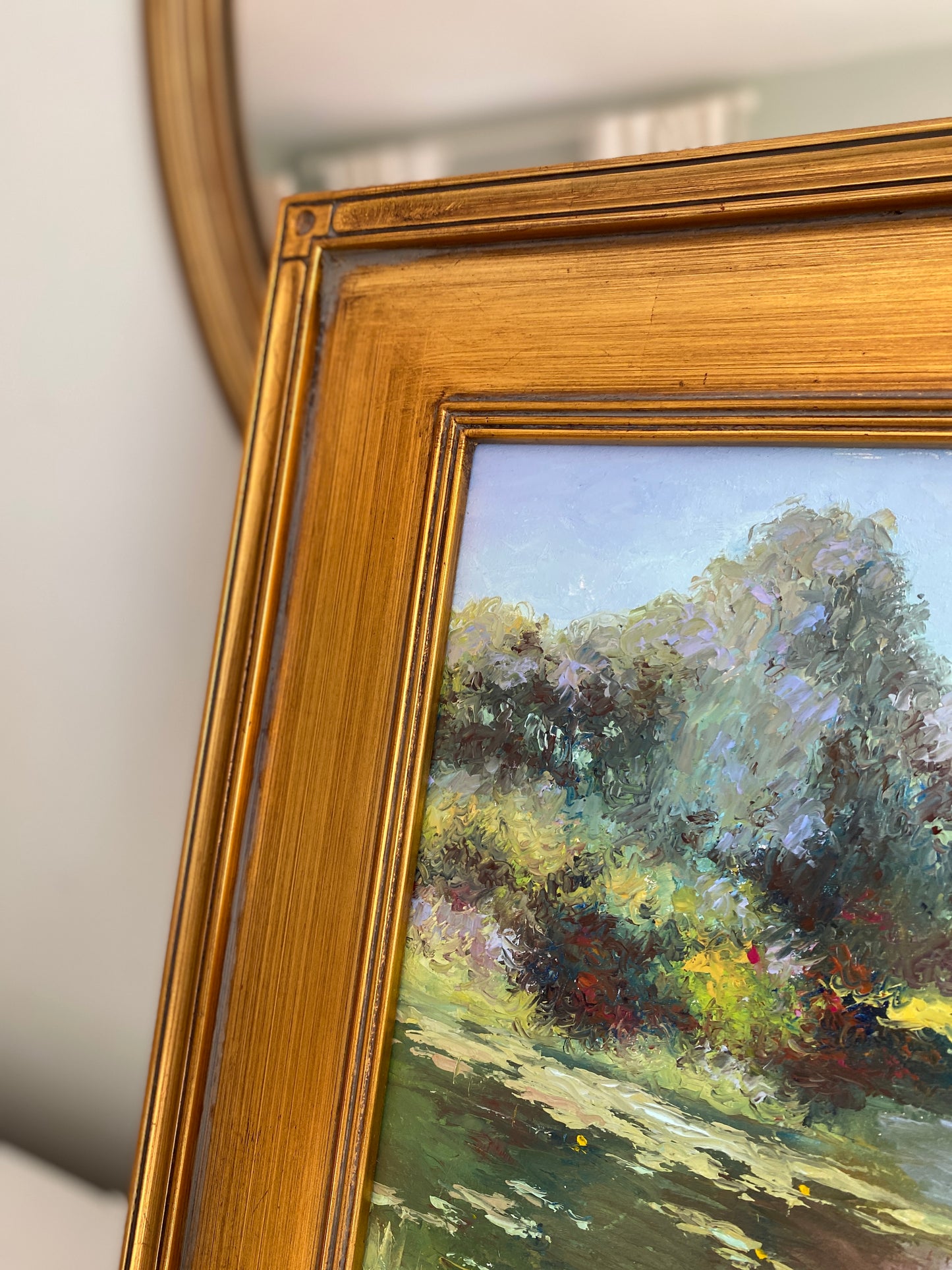 Original Signed Oil on Panel Painting of Lily Pad Pond