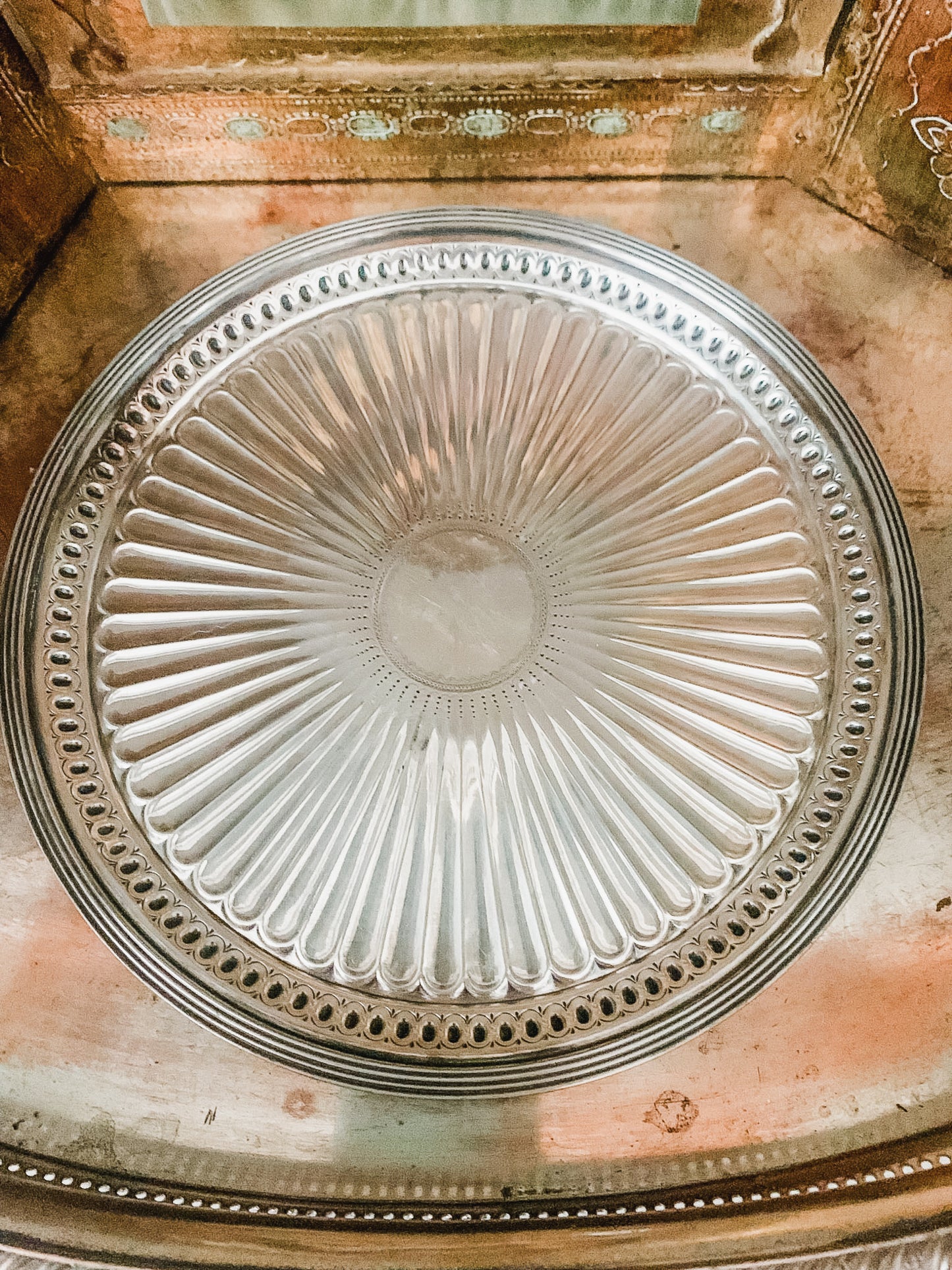 Round Victorian Silver Plated Salver or Tray