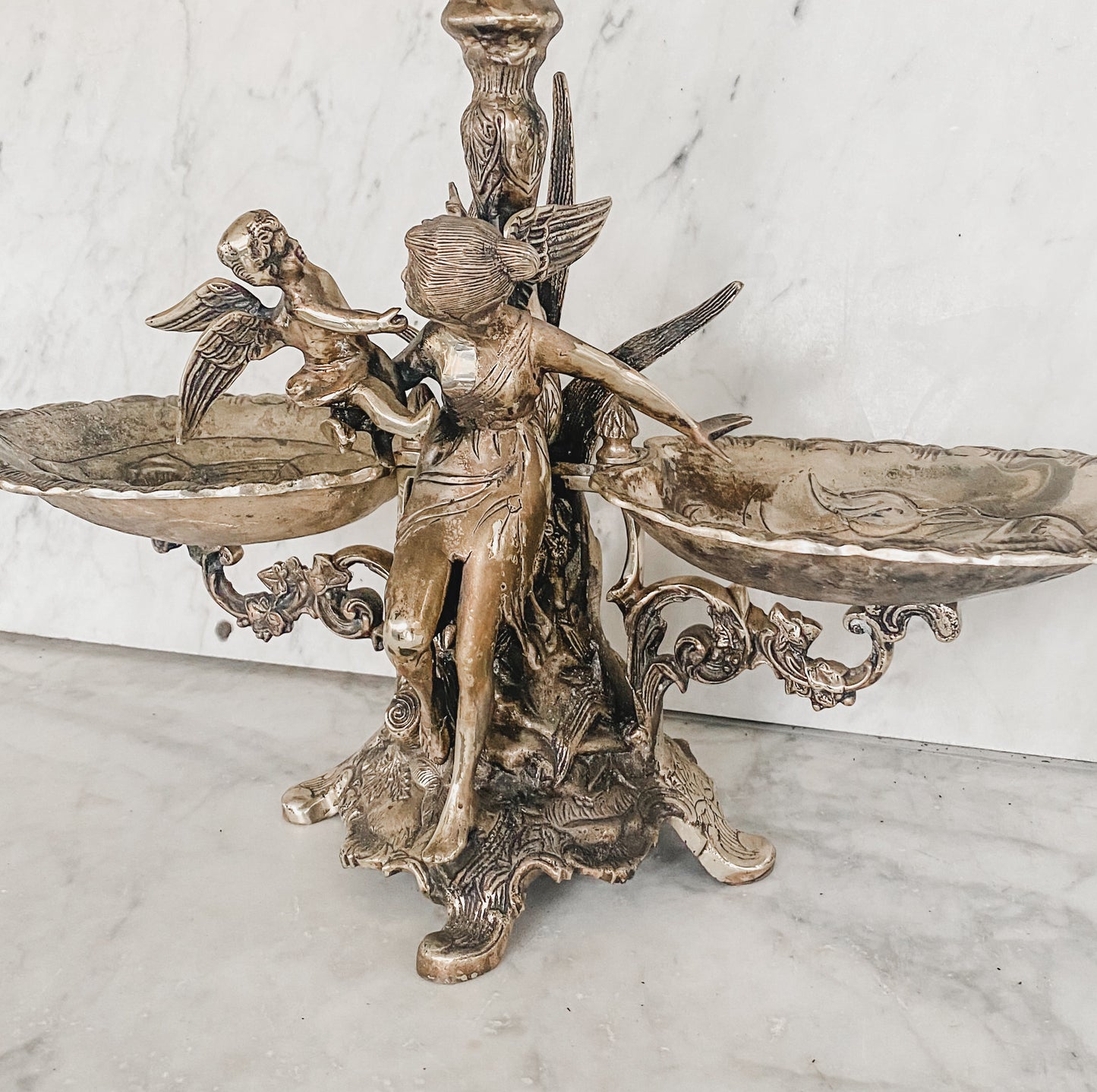 Exceptional Victorian Epergne With Fairy & Baby Figure