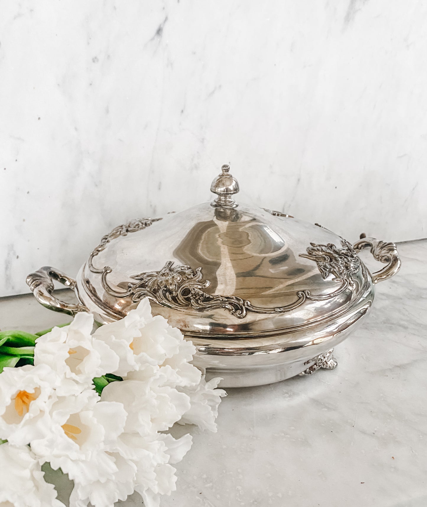 Antique Silver City Silverplate Co. Quadruple Plate Covered Dish with Liner (Meriden, CT)
