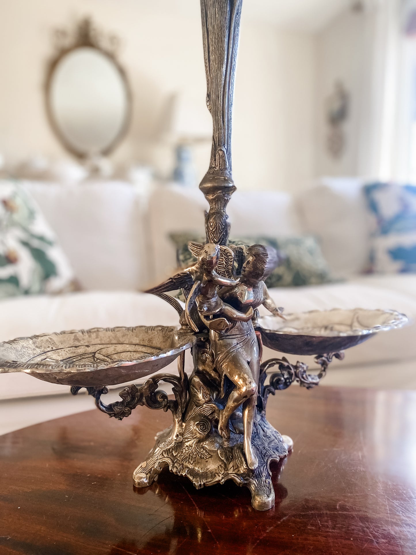 Exceptional Victorian Epergne With Fairy & Baby Figure