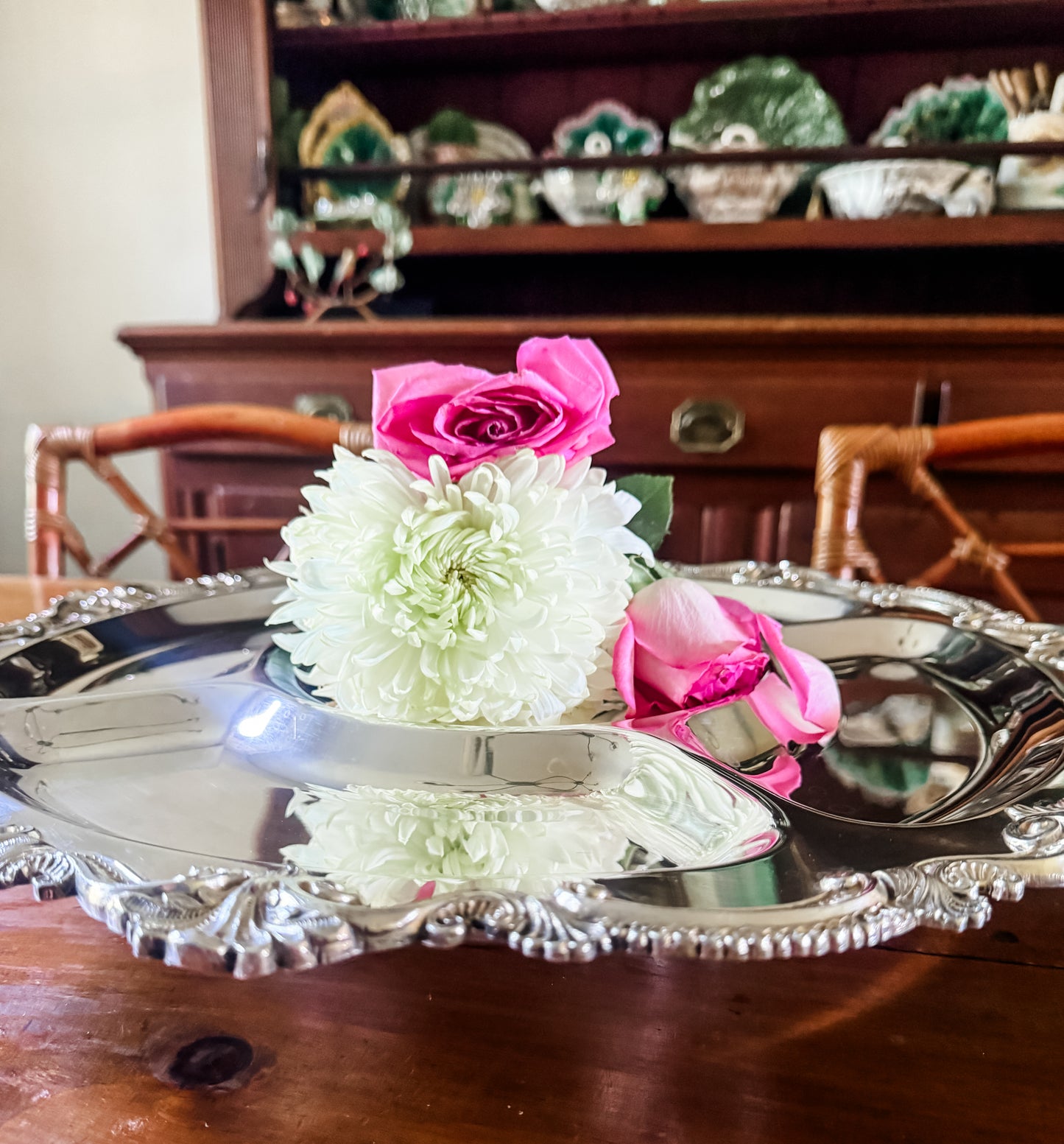 Massive Silver on Copper Lazy Susan