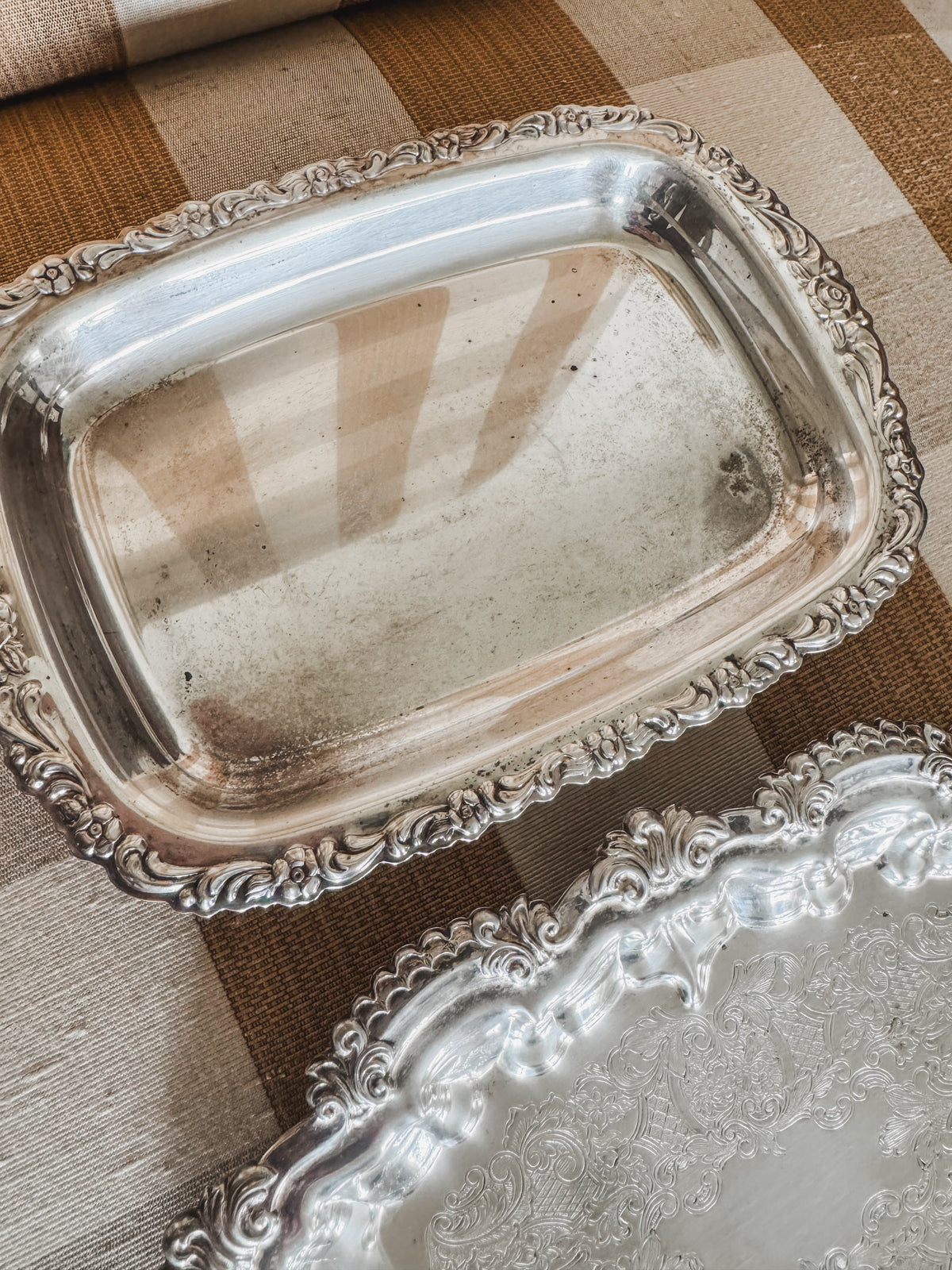 Pair of Ornate Petite Vintage Trays