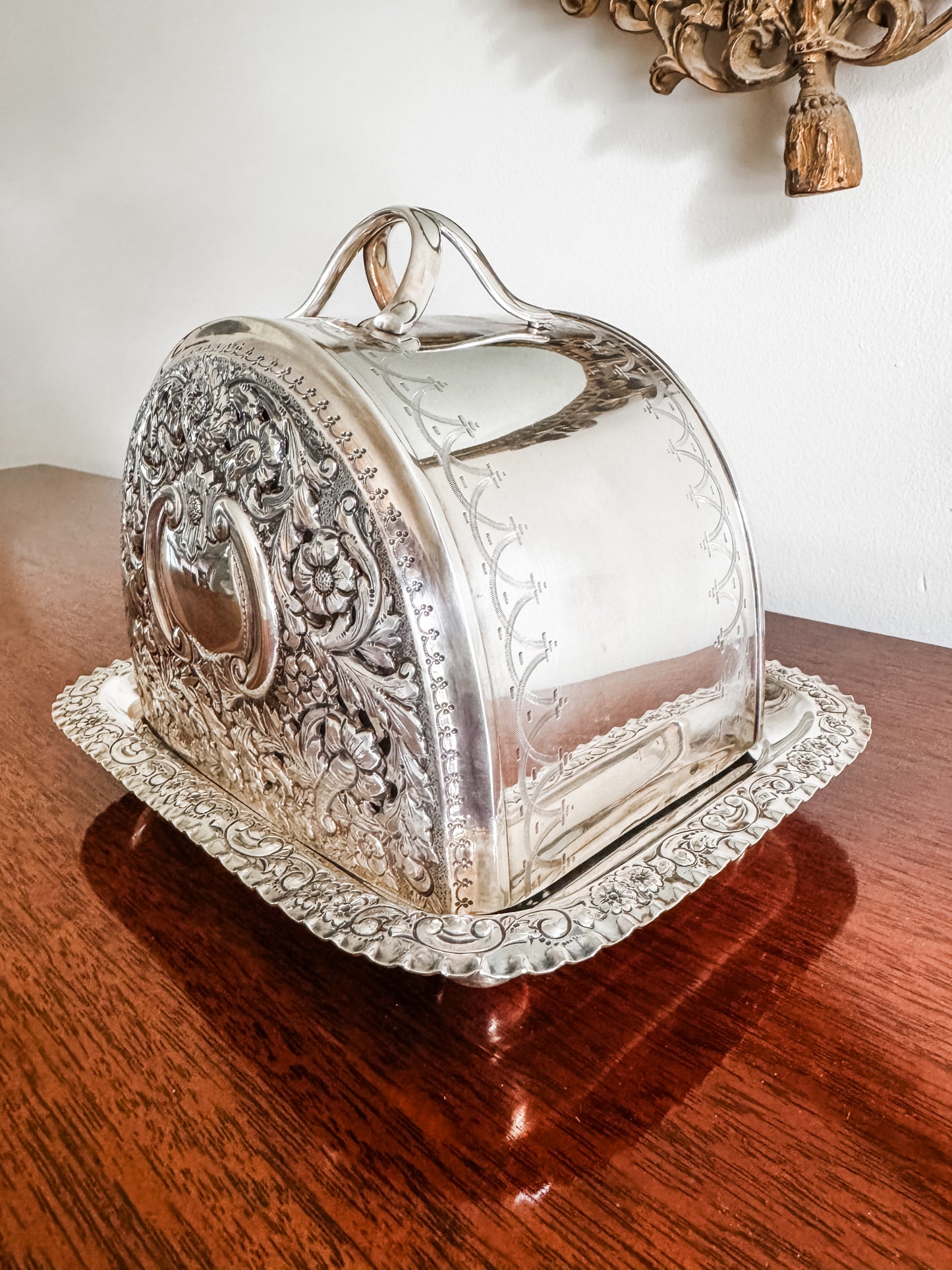 Exceptional Victorian Silver-Plated Cheese Dish, England, Circa 1890