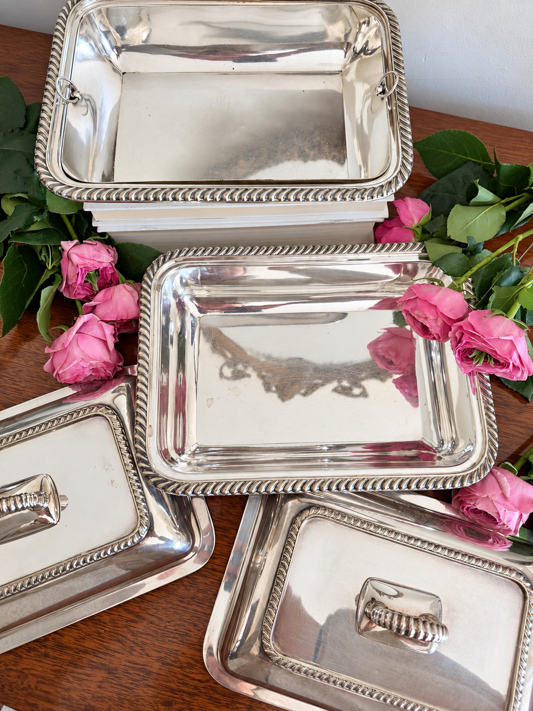 Magnificent Pair of Antique Gorham Covered Serving Dishes Circa 1890's