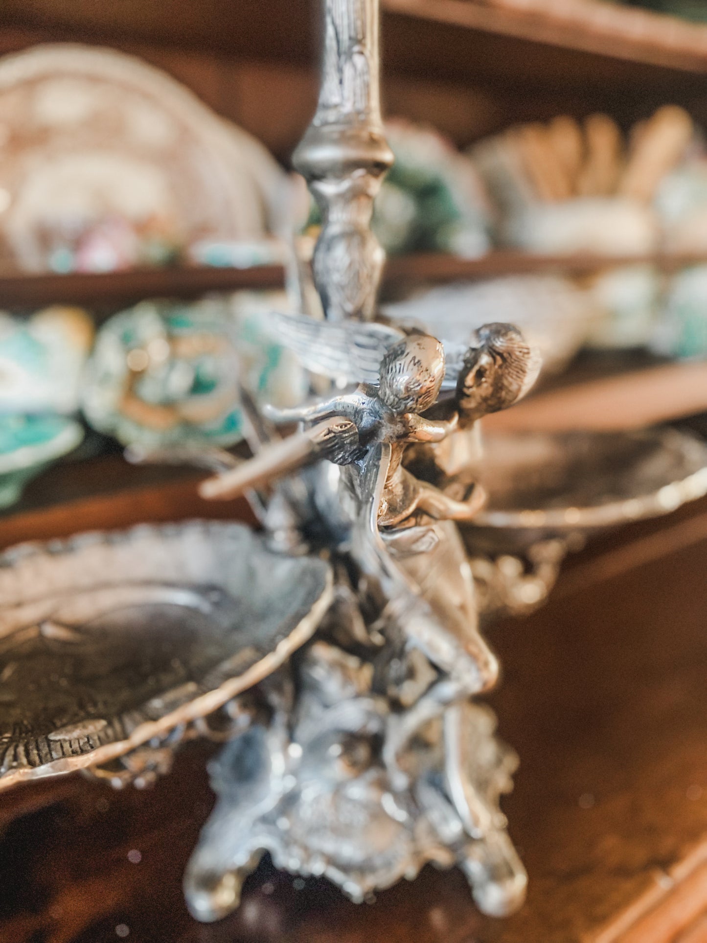 Exceptional Victorian Epergne With Fairy & Baby Figure