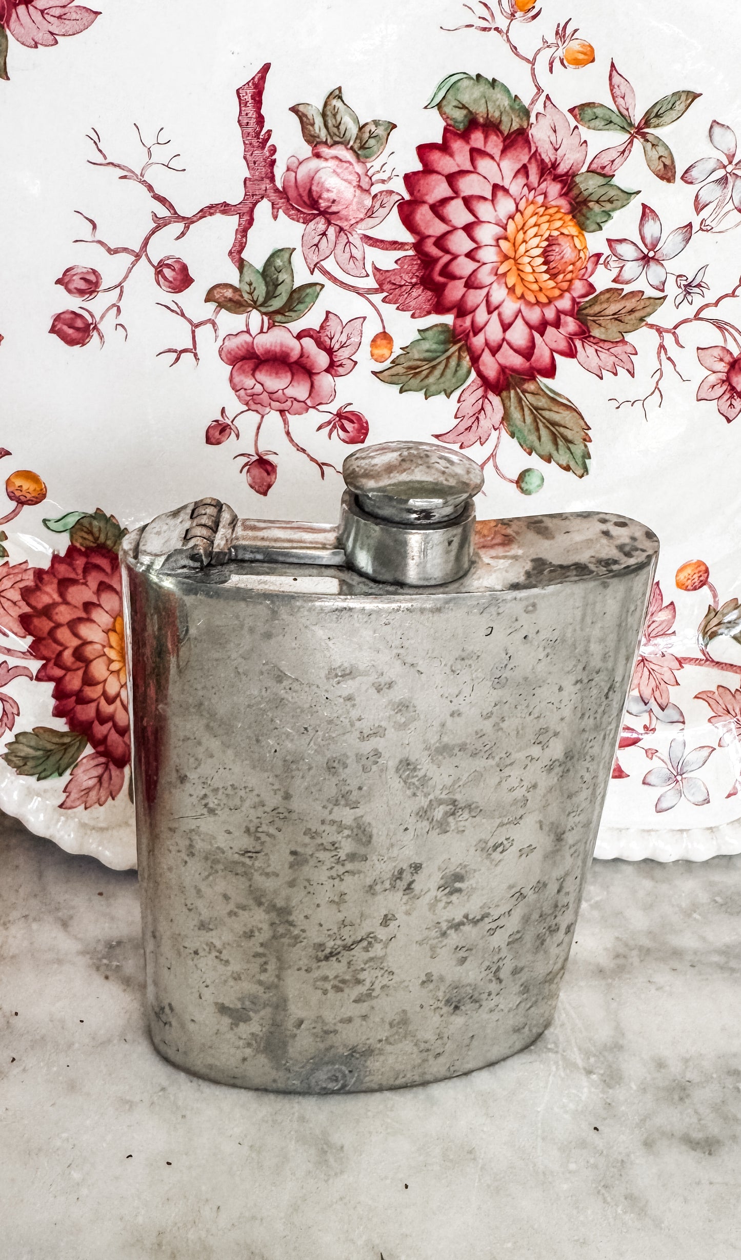 Antique Sheffield England Pewter Flask