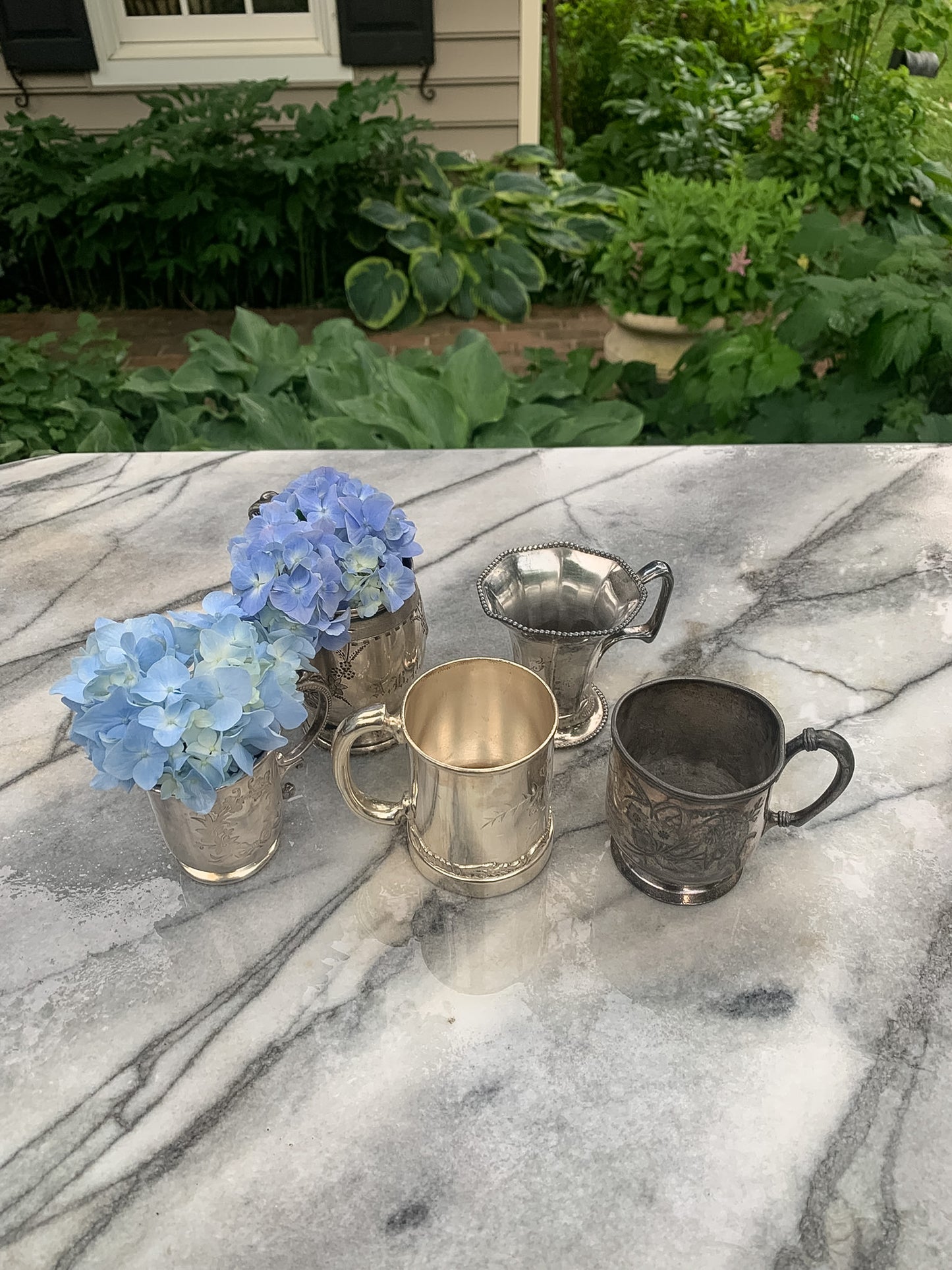 5 Antique Victorian Quadruple Plated Cups