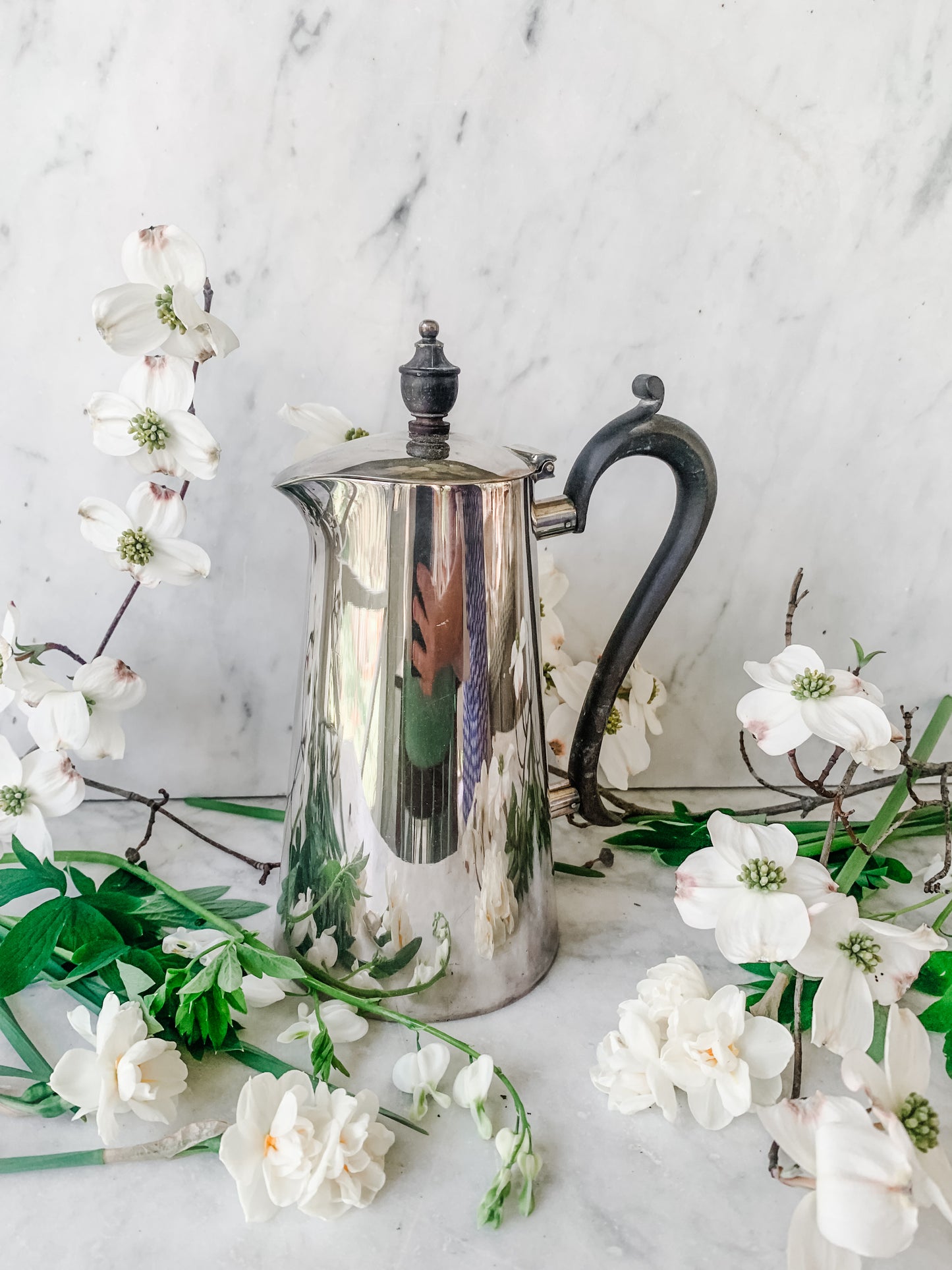 Antique English Coffee Pot with Wood Handle and Finial - Ready to be used again!