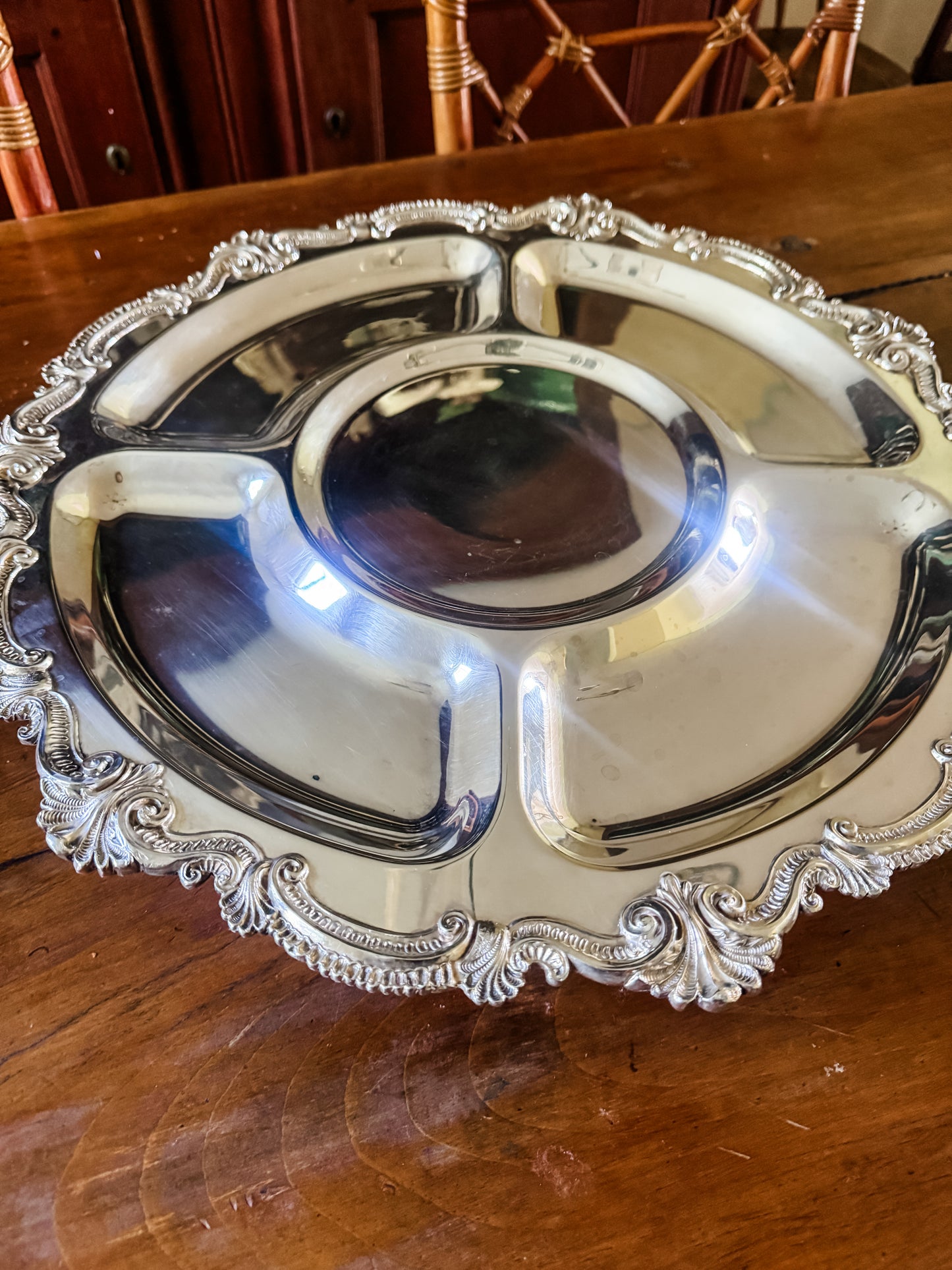 Massive Silver on Copper Lazy Susan