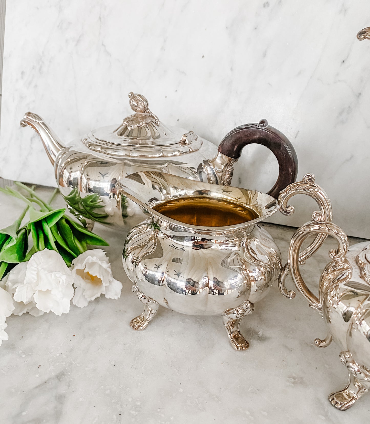 Complete 5-Piece Heirloom Melon Tea Set