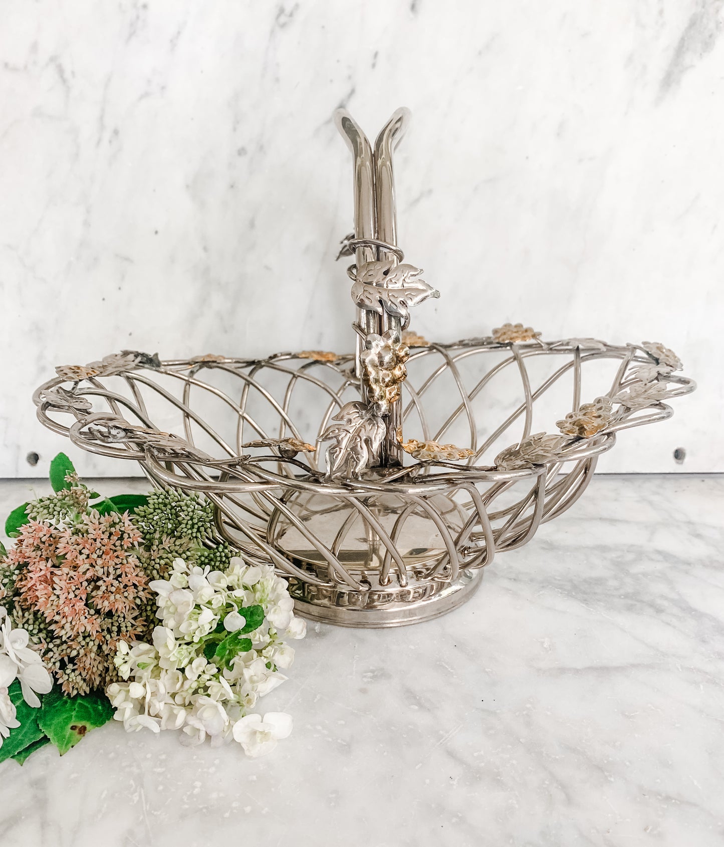 Vintage Basket with Grape Motif