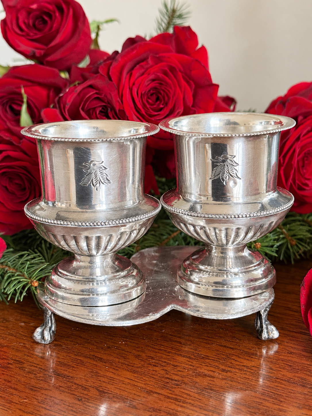 Antique Miniature Footed Urns with Beaded Detail – Sold Individually
