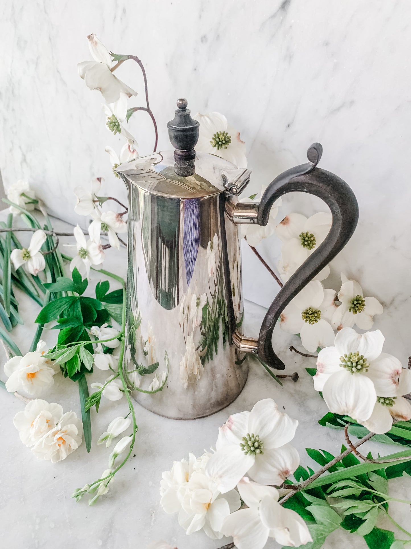 Antique English Coffee Pot with Wood Handle and Finial - Ready to be used again!