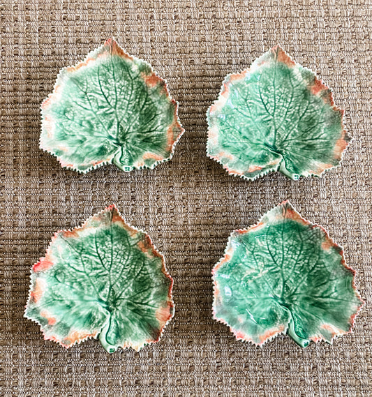 Set of 4 Bordallo Pinheiro Leaf Plates