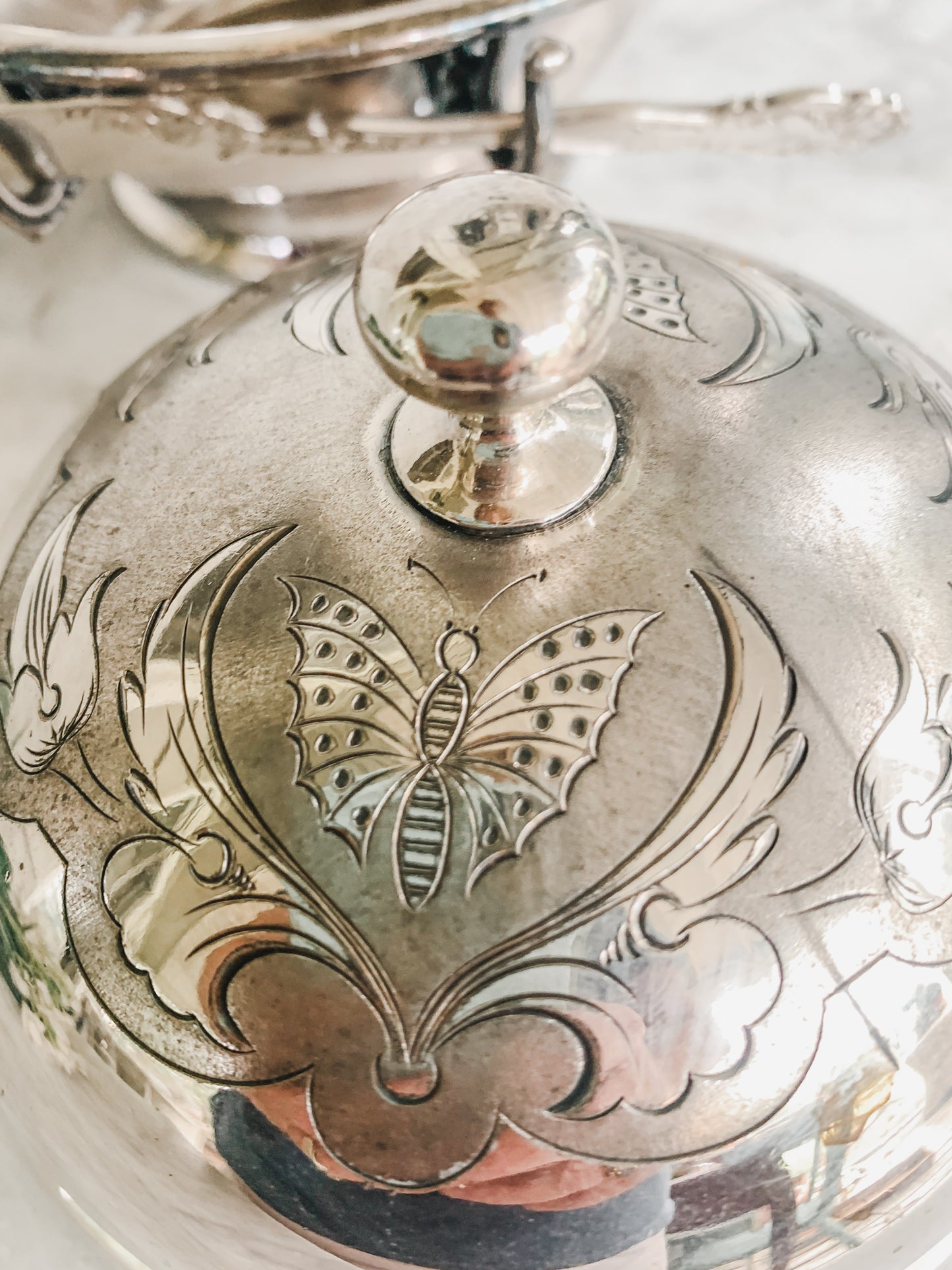 Antique Victorian Butterfly Domed Butter Dish